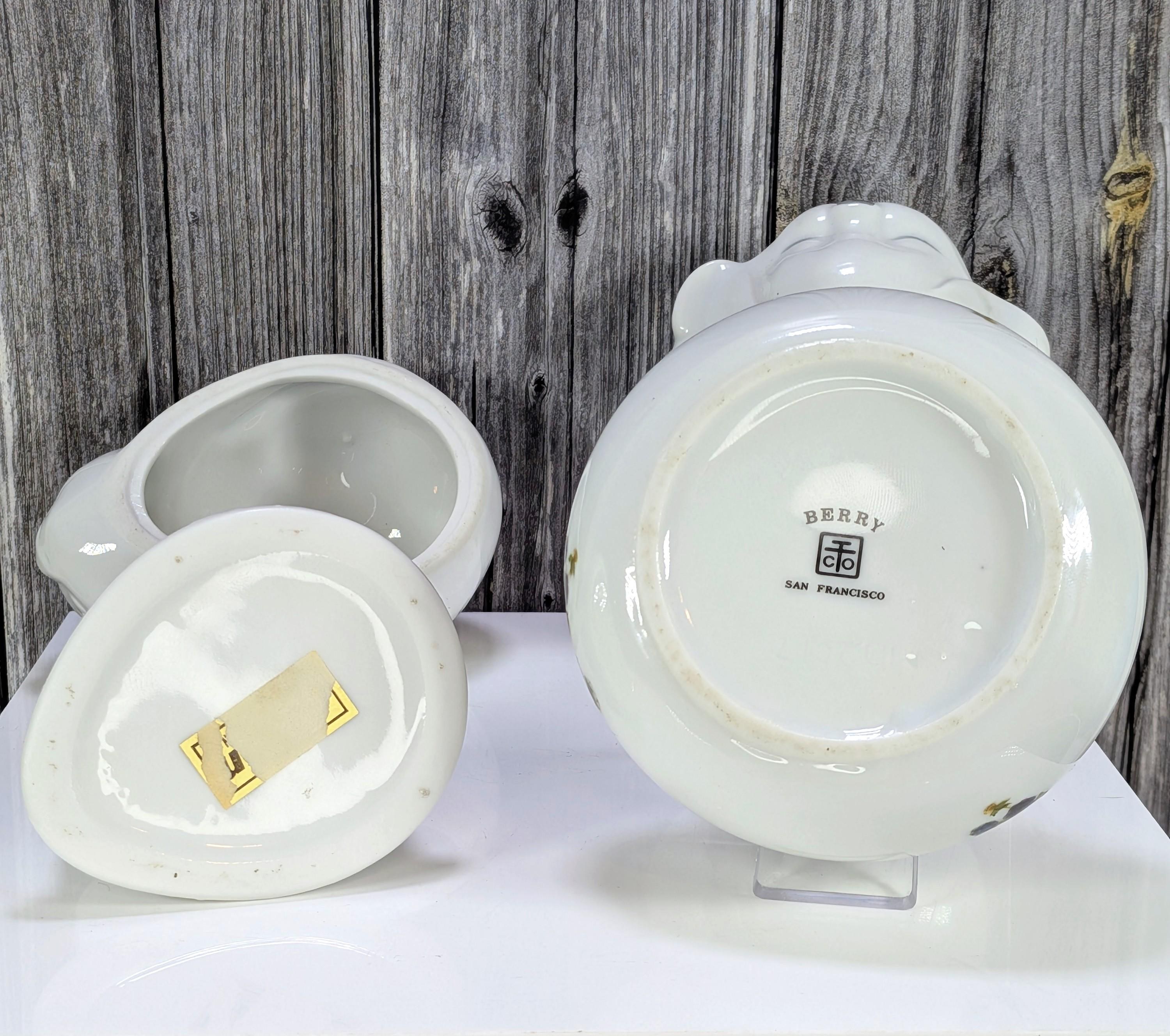Grandmillennial Sleepy Pets Porcelain Trinket Box Set - Vintage Takahashi San Francisco Puppy and Action Japan Floral Cat Lidded Ring Dish view 3