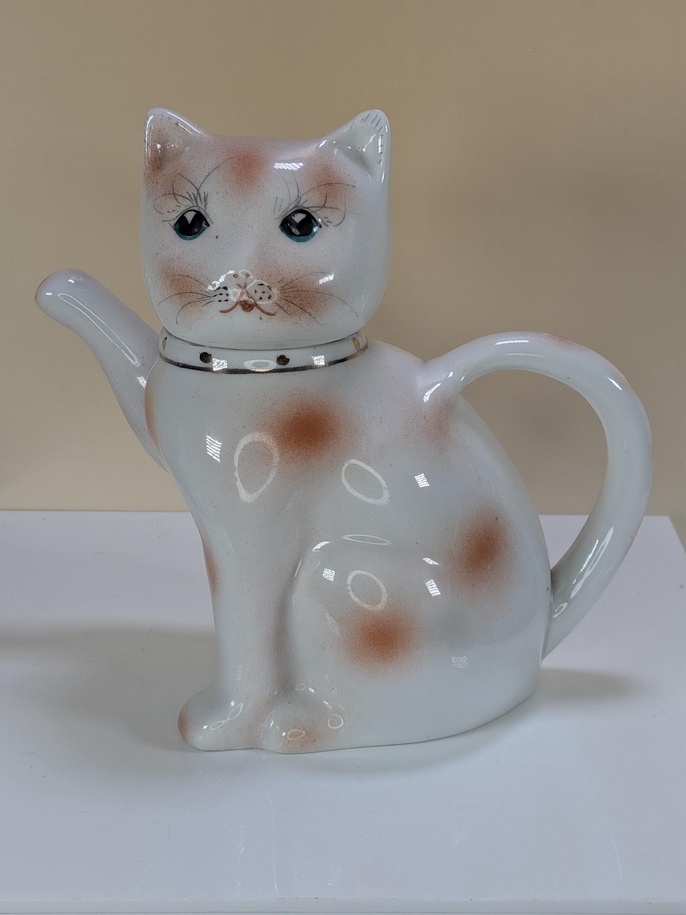 Grandmillennial Starter Kit Gift Set -Vintage 3pc Porcelain Teaware Curated Bundle: Authentic Limoges Castel, Cat Teapot, Collectible Teacup view 4