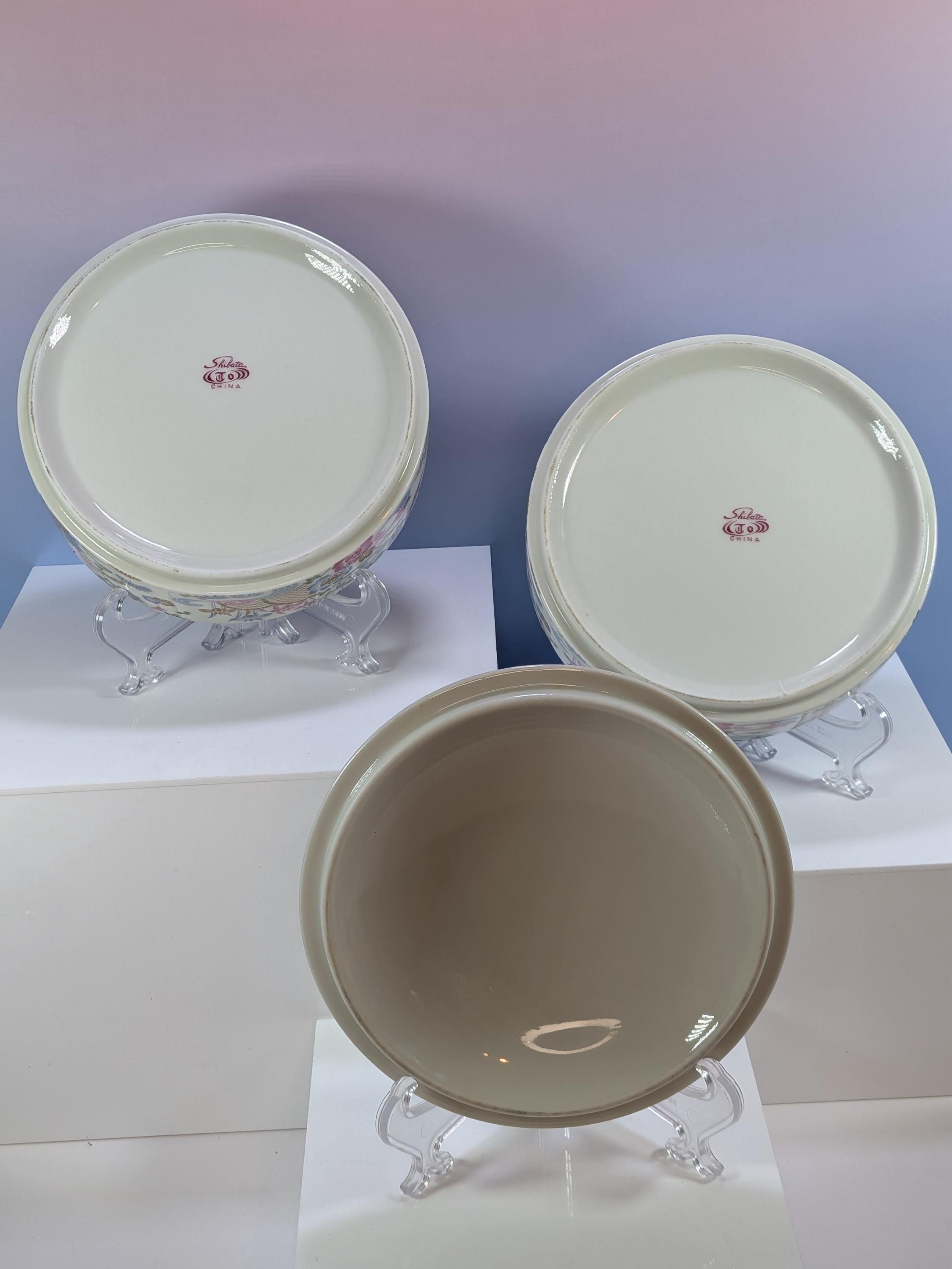 Vintage Shibata Japan Porcelain Stacked Bento Box Three Tier Lidded Imari Floral Jubako Serving Dish - Immaculate Condition! view 5