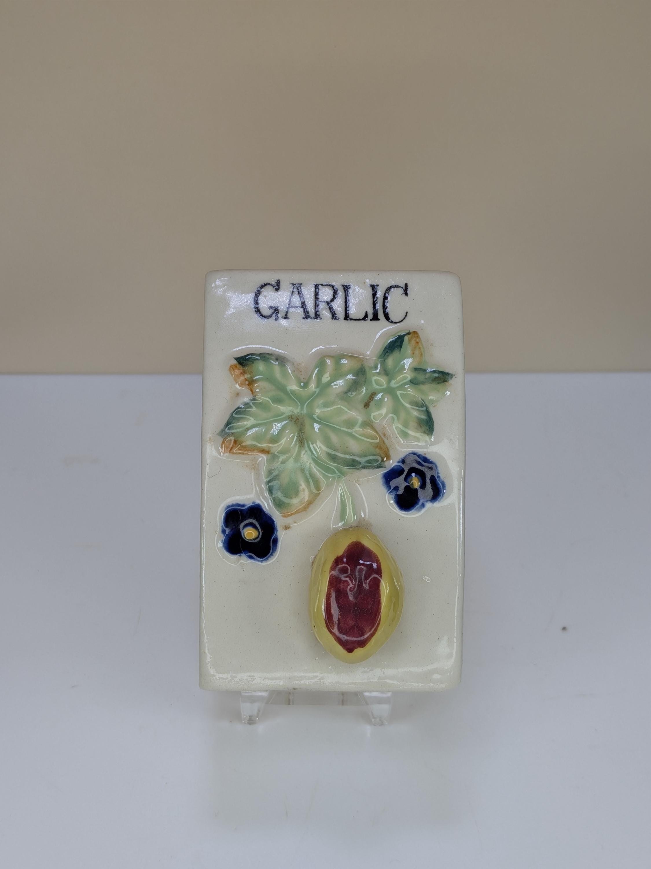 Vintage Japan Ceramic Salt Pepper Allspice Garlic Spice Rack Set With Wooden Wall Hanging Display Shelf view 11