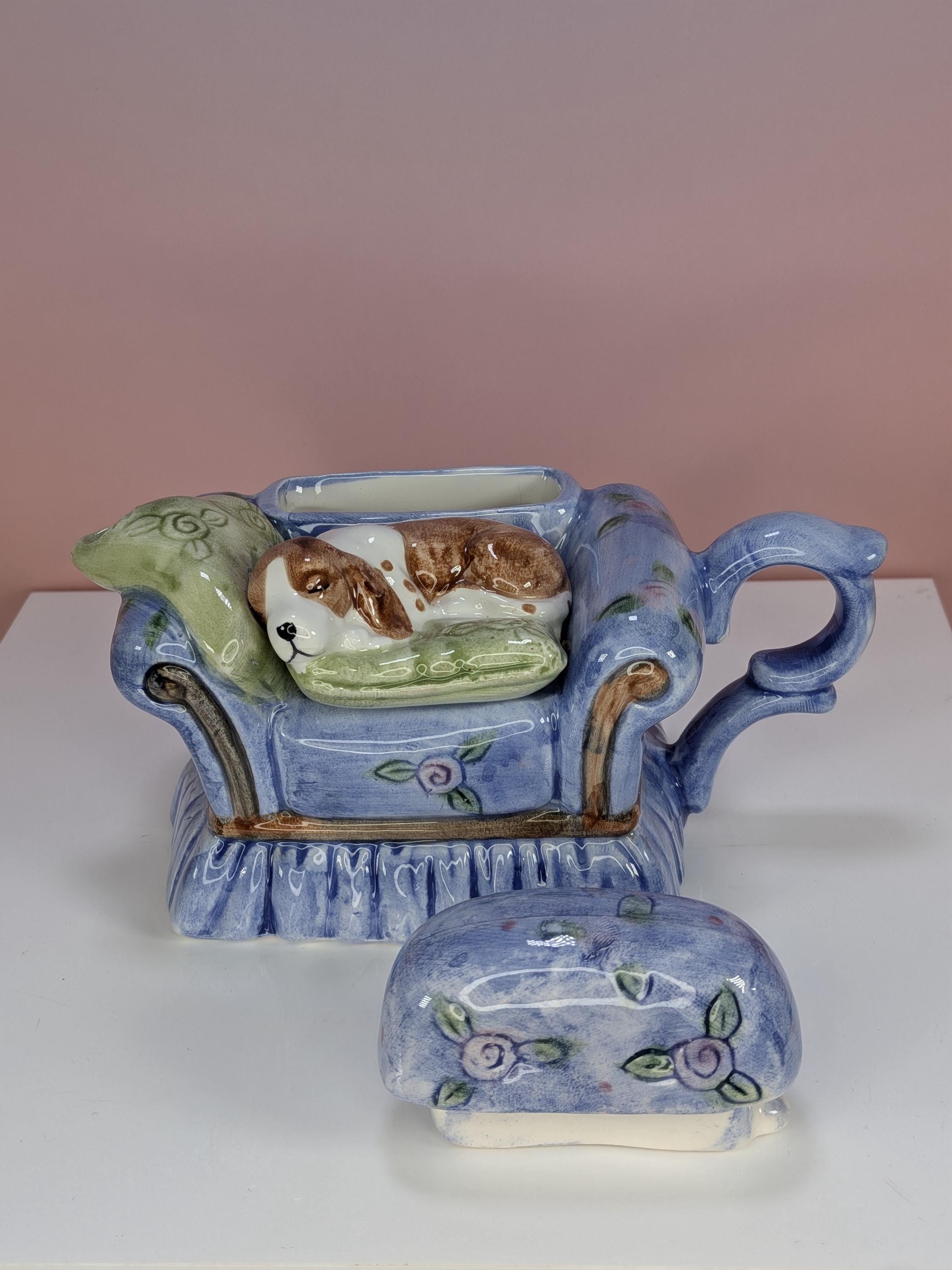 Vintage World Bazaars Miniature Teapot Set Tuxedo Cat And Cavalier King Charles Spaniel Puppy Dog Pair -Single Serving - Pristine Condition! view 7