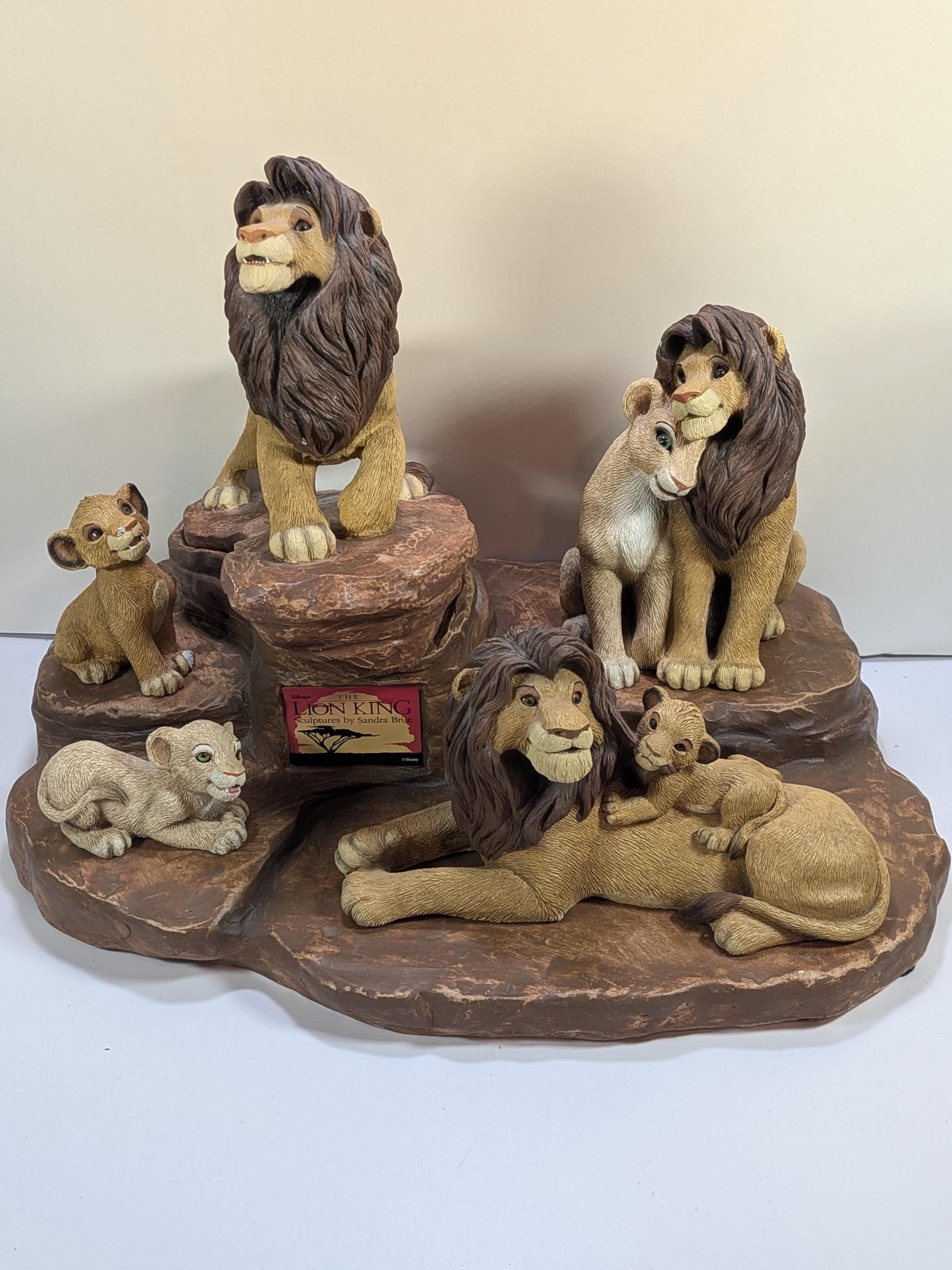 Rare Vintage 1994 Disney The Lion King Sandicast Sculpture Set By Sandra Brue Heavy Multi Piece Interlocking Pride Rock Display - With Flaws