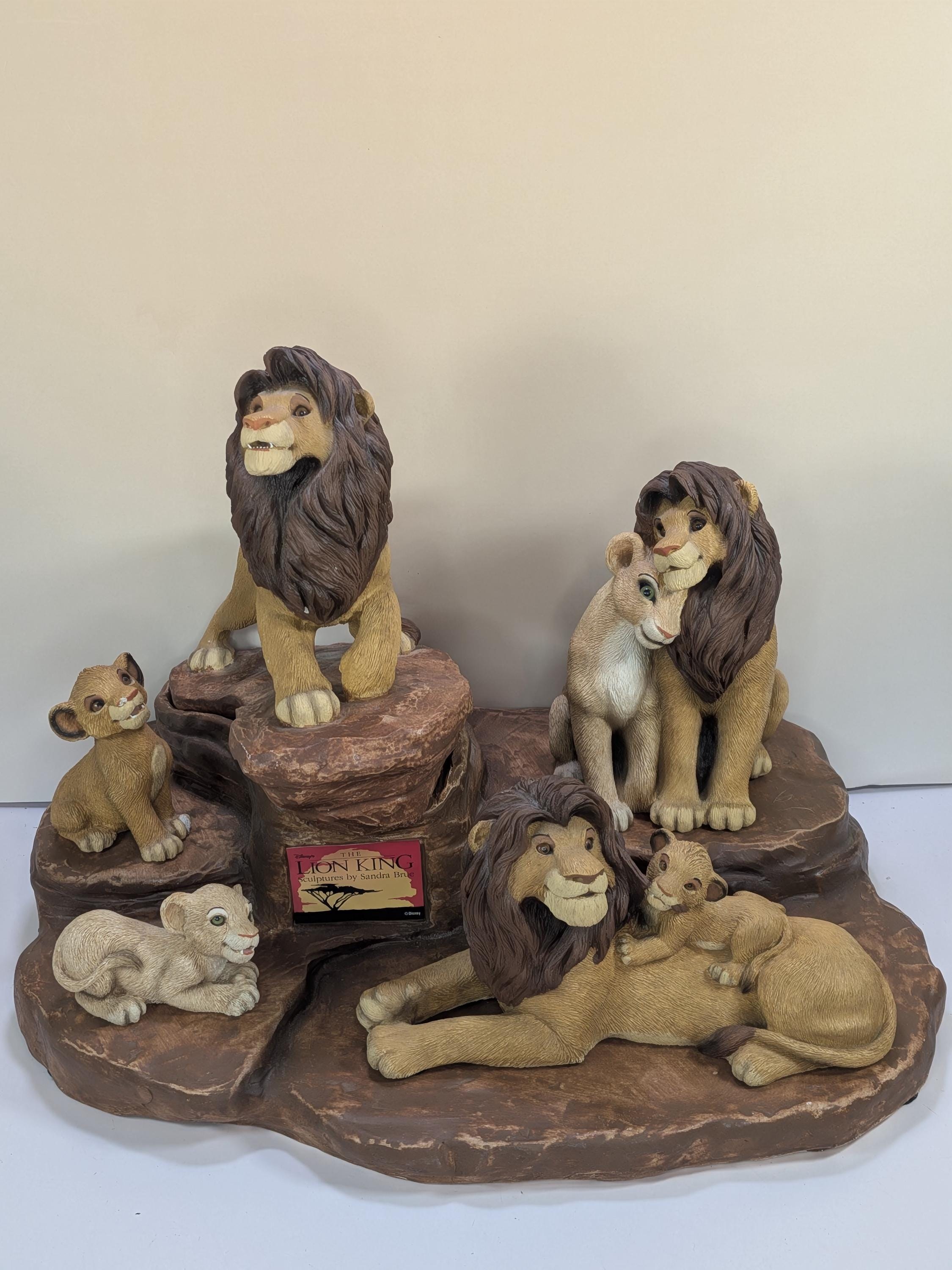 Rare Vintage 1994 Disney The Lion King Sandicast Sculpture Set By Sandra Brue Heavy Multi Piece Interlocking Pride Rock Display - With Flaws view 2