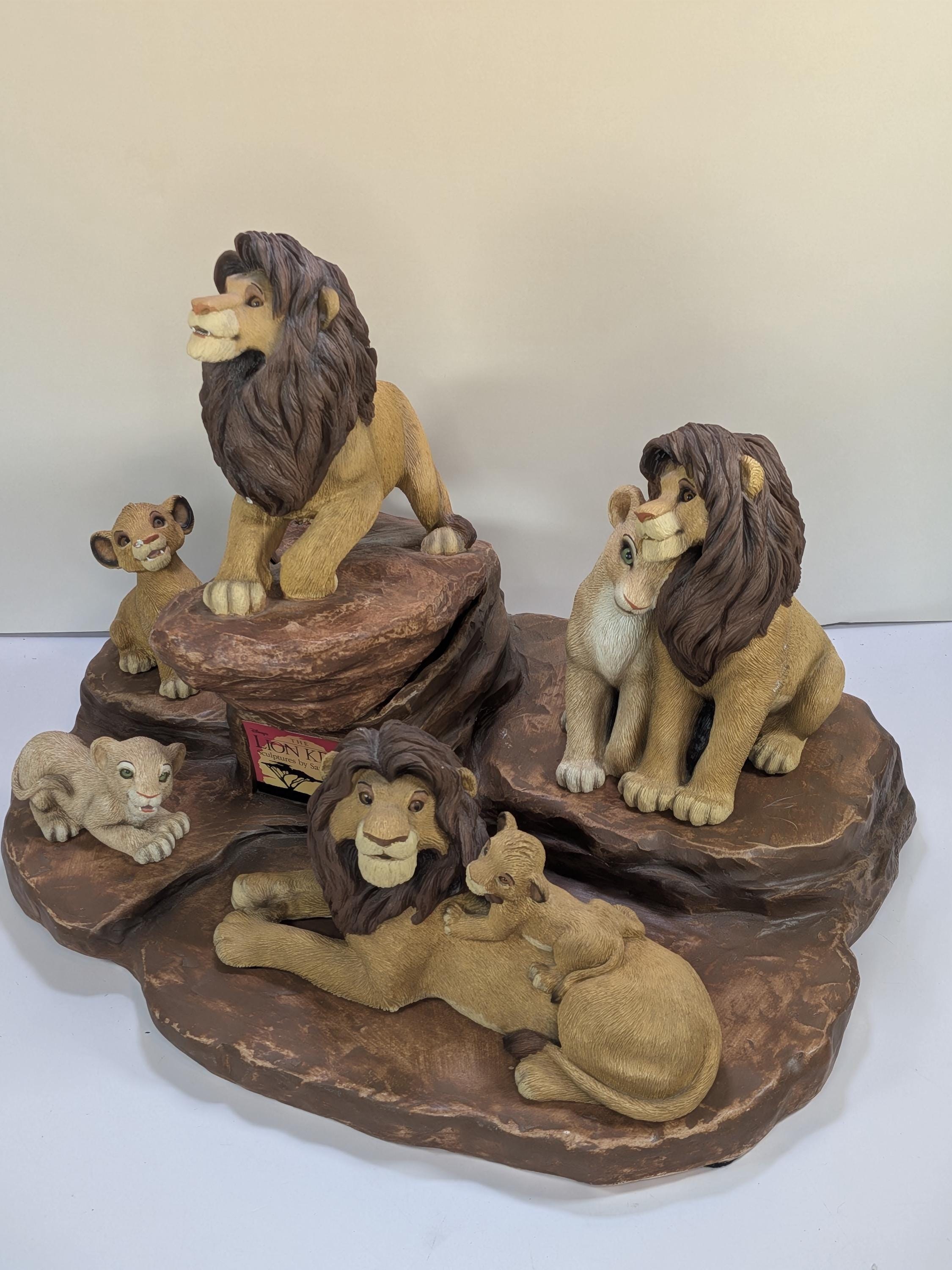 Rare Vintage 1994 Disney The Lion King Sandicast Sculpture Set By Sandra Brue Heavy Multi Piece Interlocking Pride Rock Display - With Flaws view 3