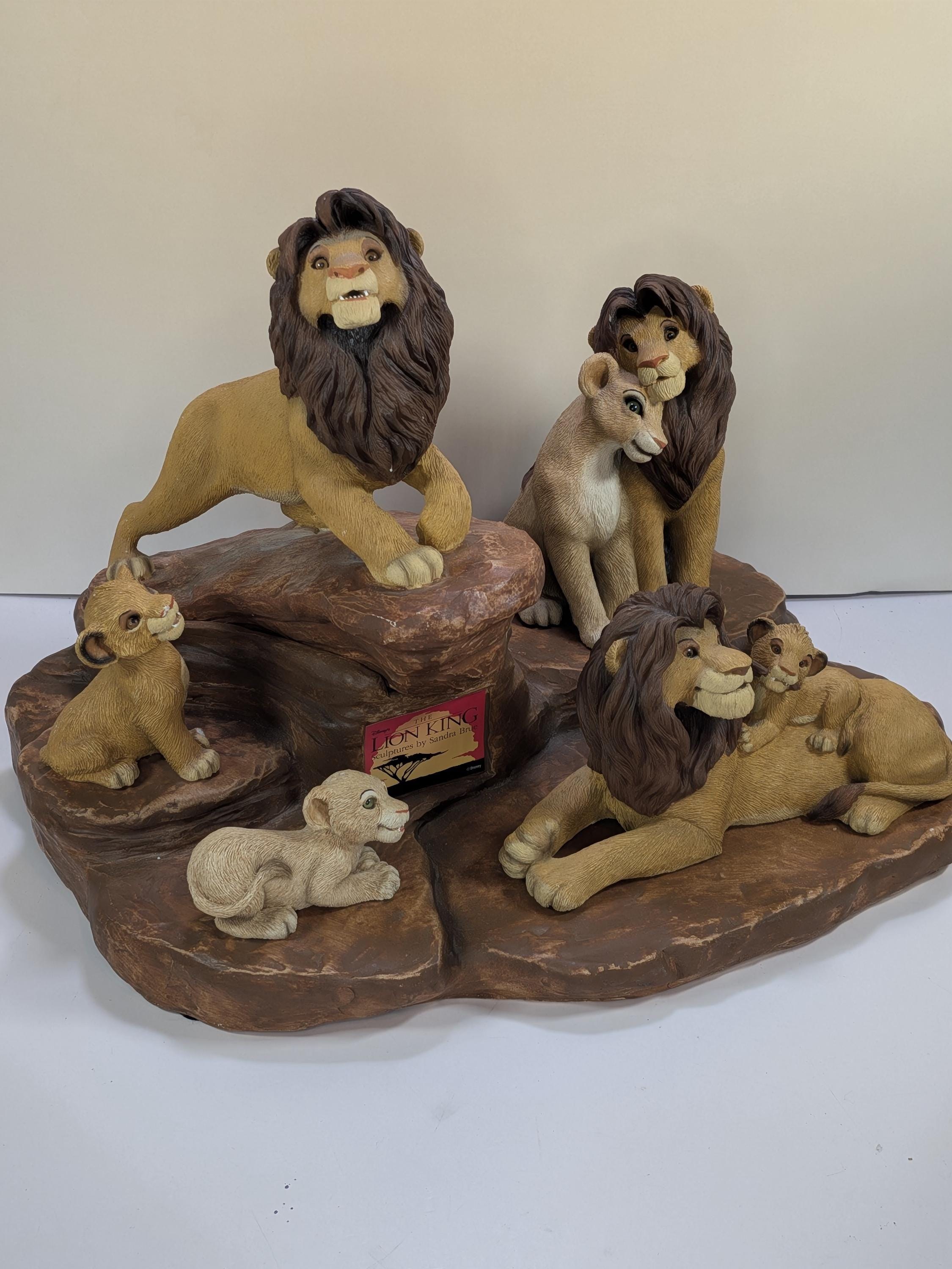Rare Vintage 1994 Disney The Lion King Sandicast Sculpture Set By Sandra Brue Heavy Multi Piece Interlocking Pride Rock Display - With Flaws view 4