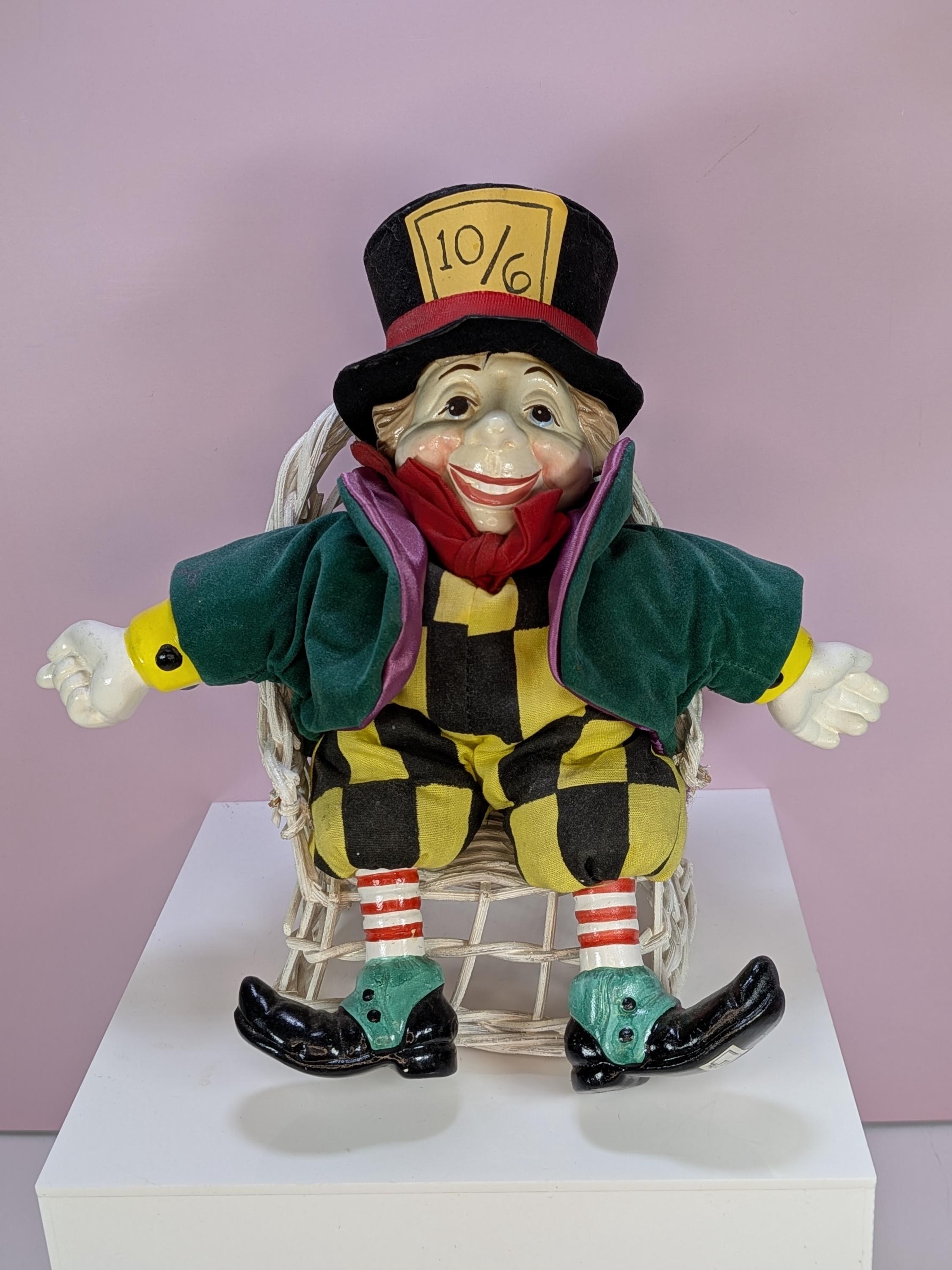 Vintage 1992 Fitz & Floyd "Wonderland World" Floppy Folks Doll Set of 2 Mad Hatter and the White Rabbit view 3