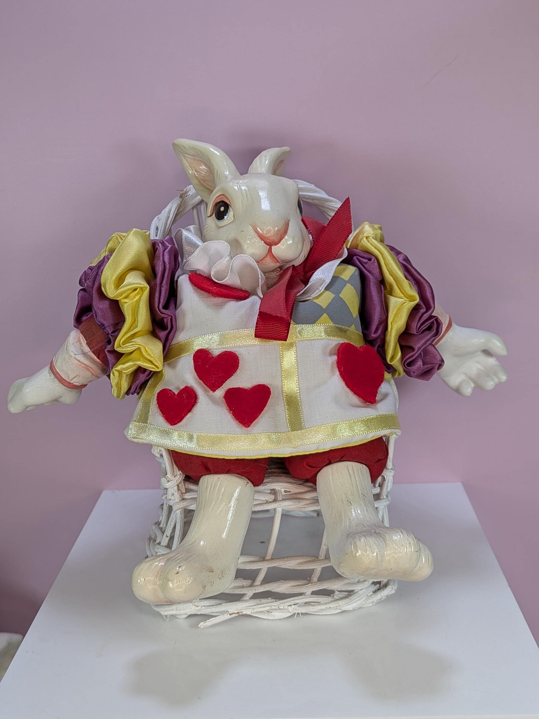 Vintage 1992 Fitz & Floyd "Wonderland World" Floppy Folks Doll Set of 2 Mad Hatter and the White Rabbit view 5