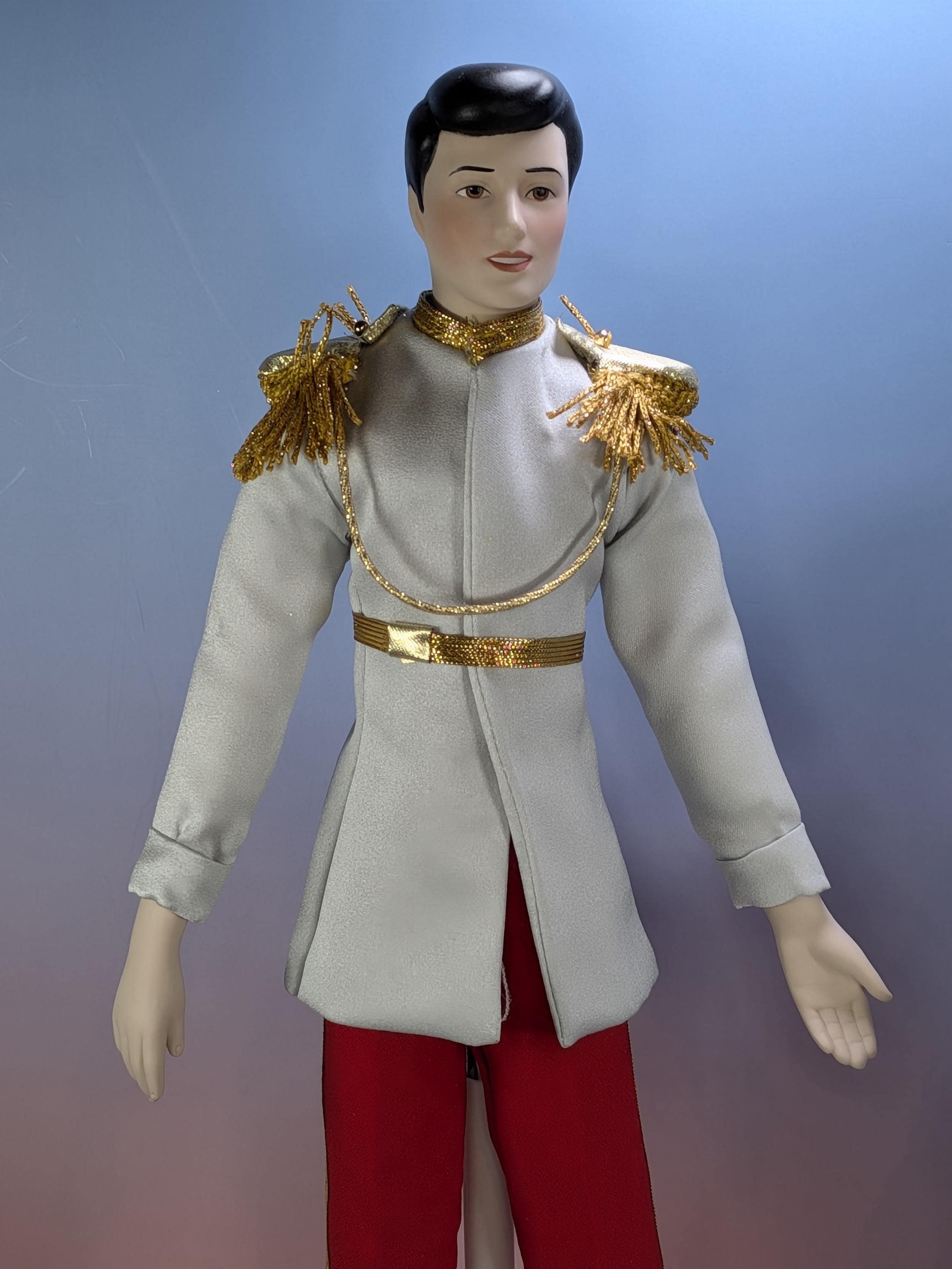 Rare Complete Franklin Mint Heirloom Disney Cinderella Prince Charming Porcelain Doll Set 1991 Vintage Bisque 15” Original Box Accessories view 2