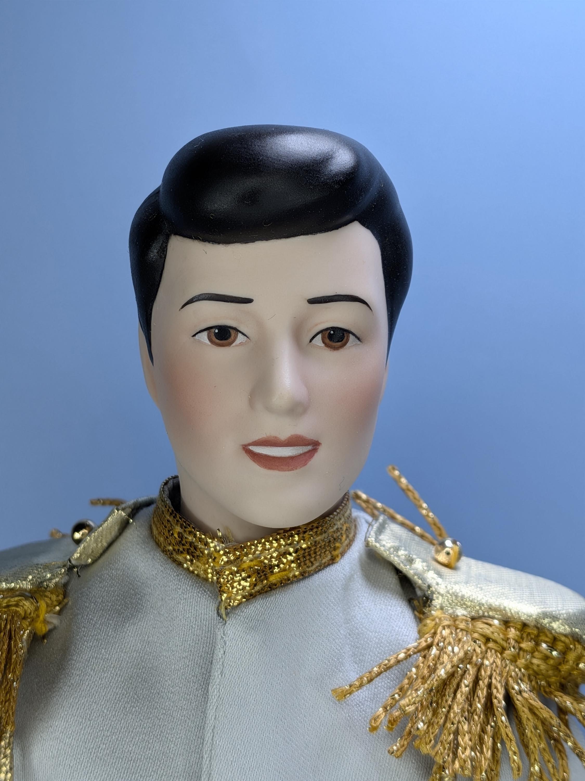Rare Complete Franklin Mint Heirloom Disney Cinderella Prince Charming Porcelain Doll Set 1991 Vintage Bisque 15” Original Box Accessories view 12