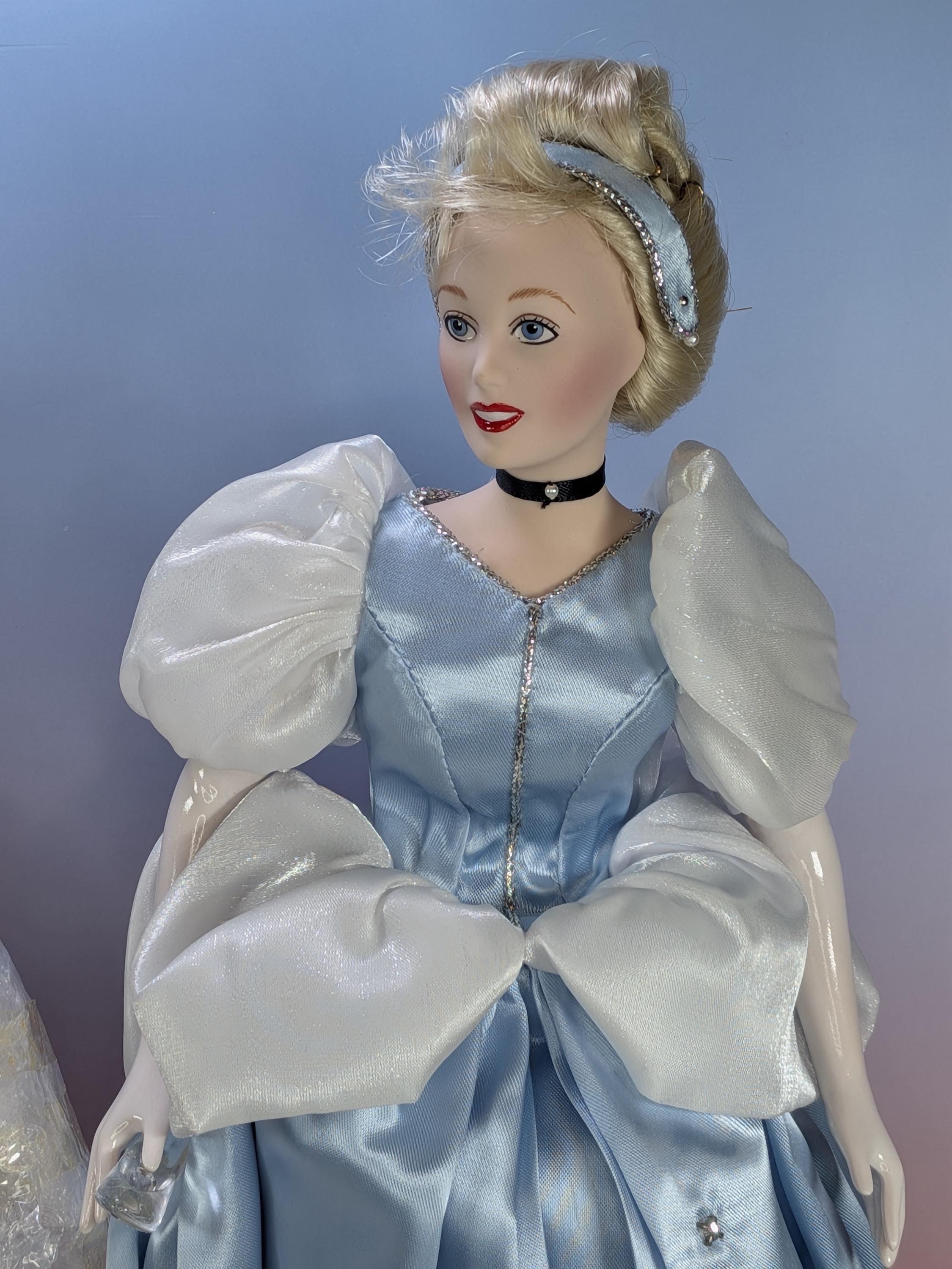 Rare Complete Franklin Mint Heirloom Disney Cinderella Prince Charming Porcelain Doll Set 1991 Vintage Bisque 15” Original Box Accessories view 13