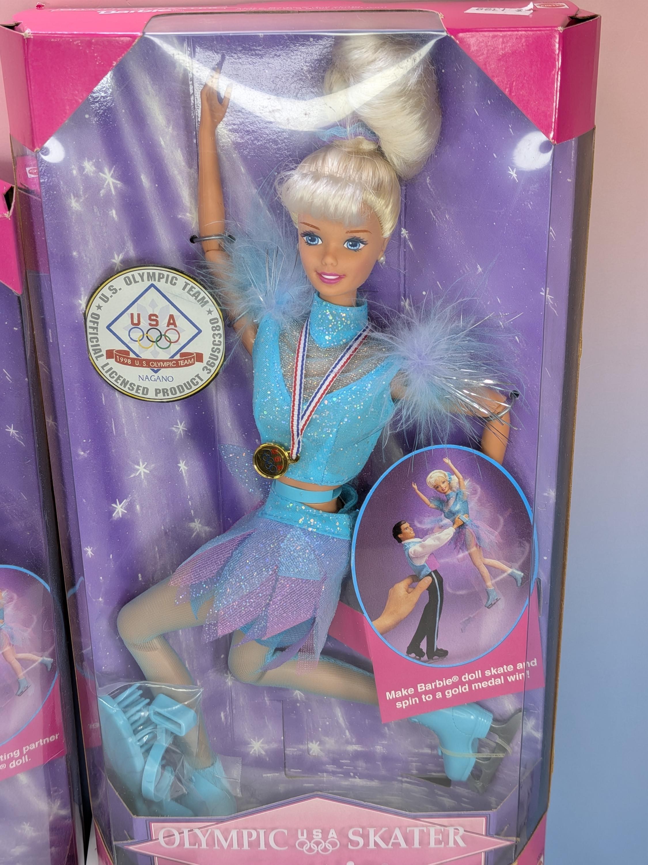 Vintage 1997 Mattel Olympic Skater Barbie and Ken Dolls NIB, Nagano 1998 Winter Games Collectible Figure Set, 90s Toys Deadstock Mint in Box view 4