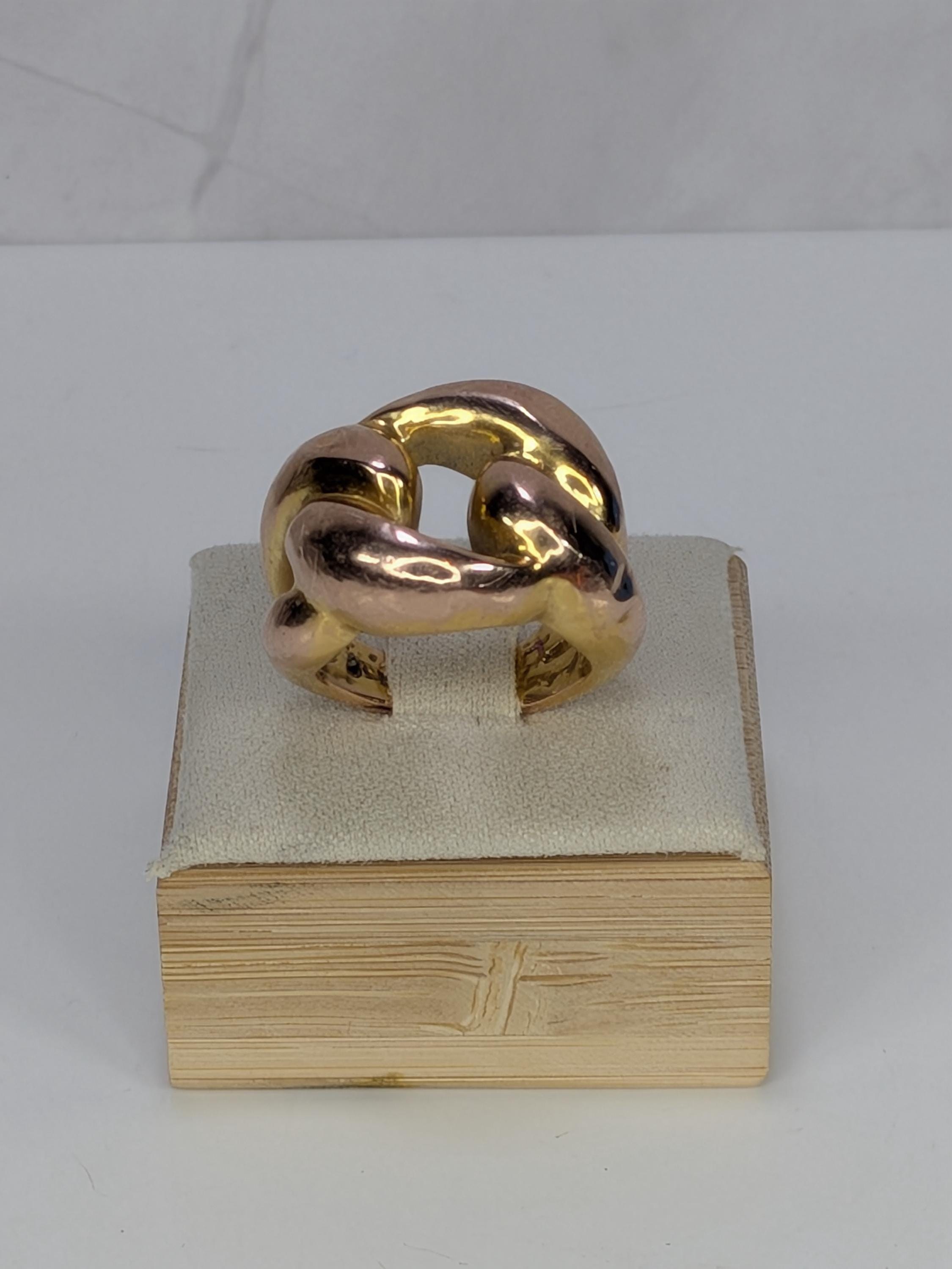Vintage 14K Gold Italian Curb Link Ring 1758AR Arezzo, Golden Clef Solid Yellow Gold Chunky Cuban Band, Grandmillennial Estate Jewelry view 3