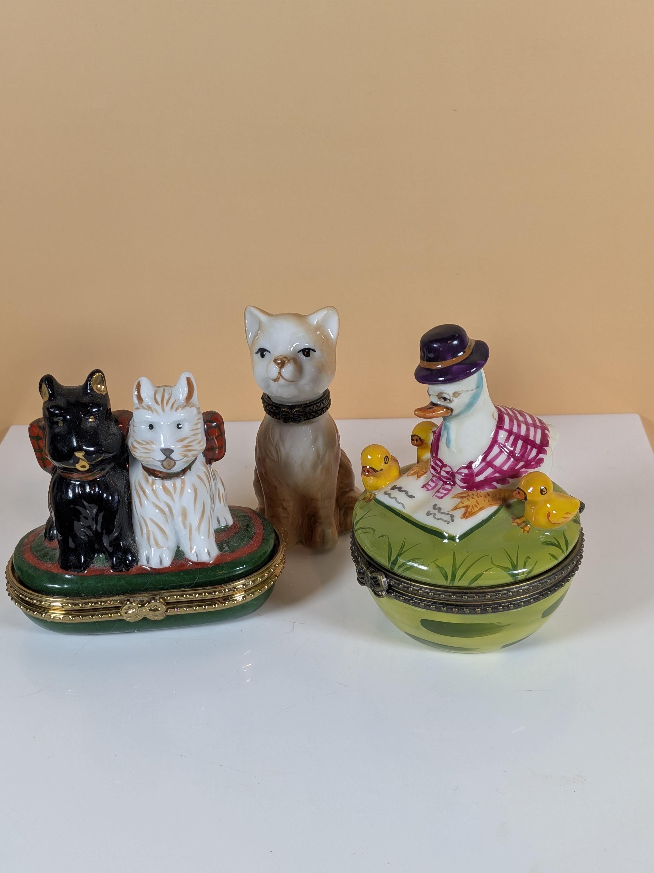Vintage Direct Connection & Herco Fine Porcelain Hinged Trinket Box Collection - Rare Curated 9-Piece Barnyard Theme Set view 6