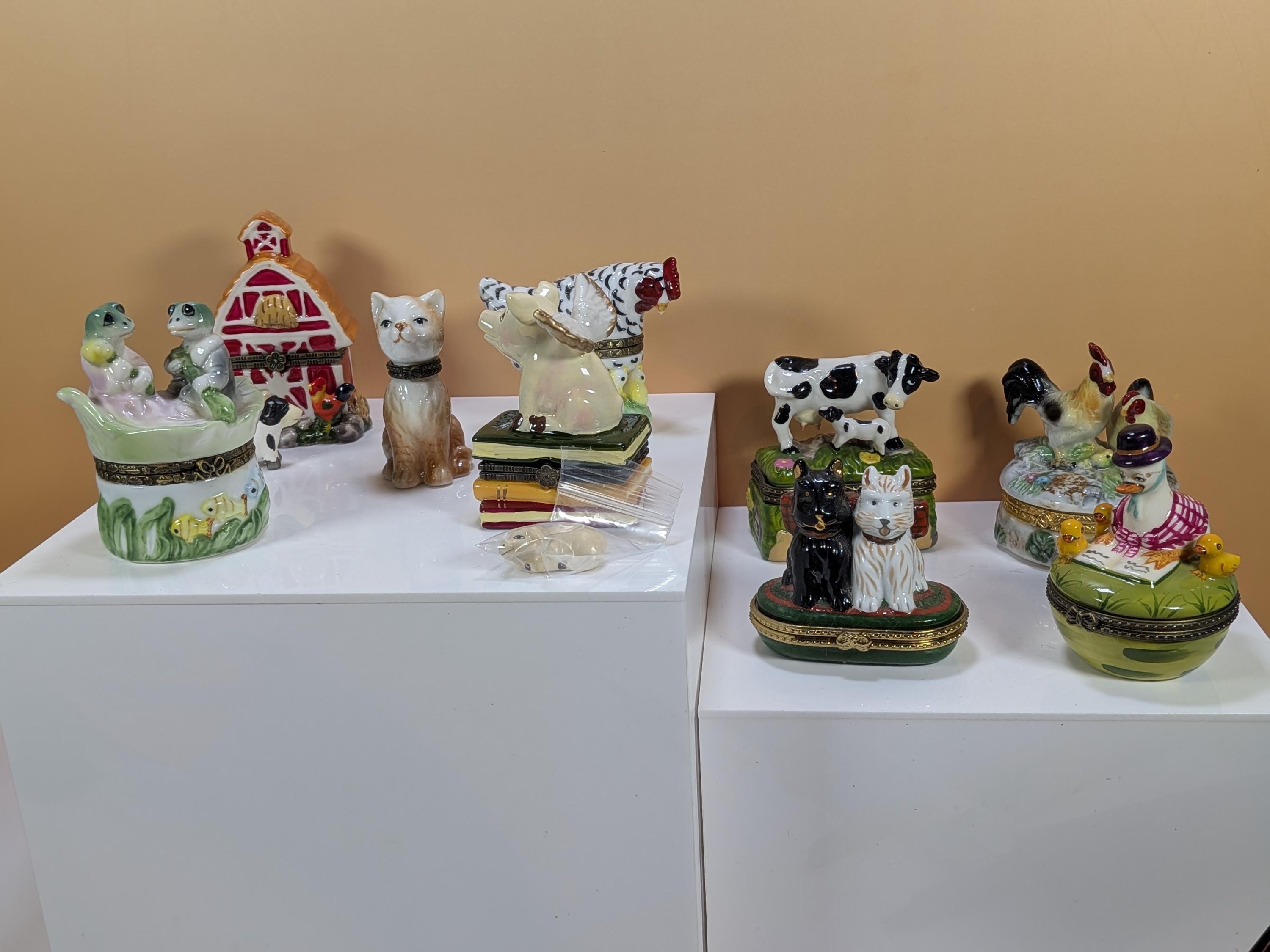 Vintage Direct Connection & Herco Fine Porcelain Hinged Trinket Box Collection - Rare Curated 9-Piece Barnyard Theme Set view 7