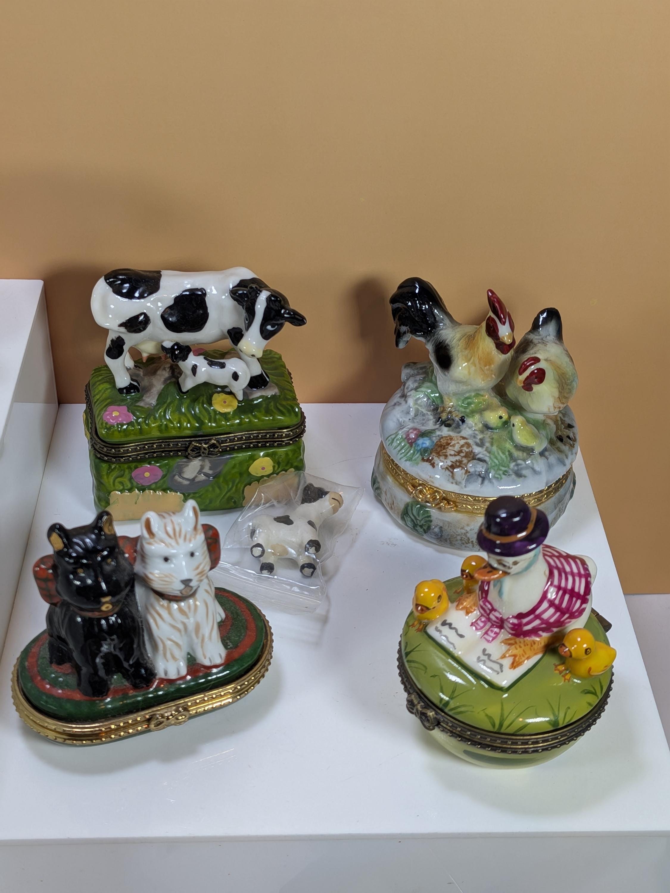 Vintage Direct Connection & Herco Fine Porcelain Hinged Trinket Box Collection - Rare Curated 9-Piece Barnyard Theme Set view 9
