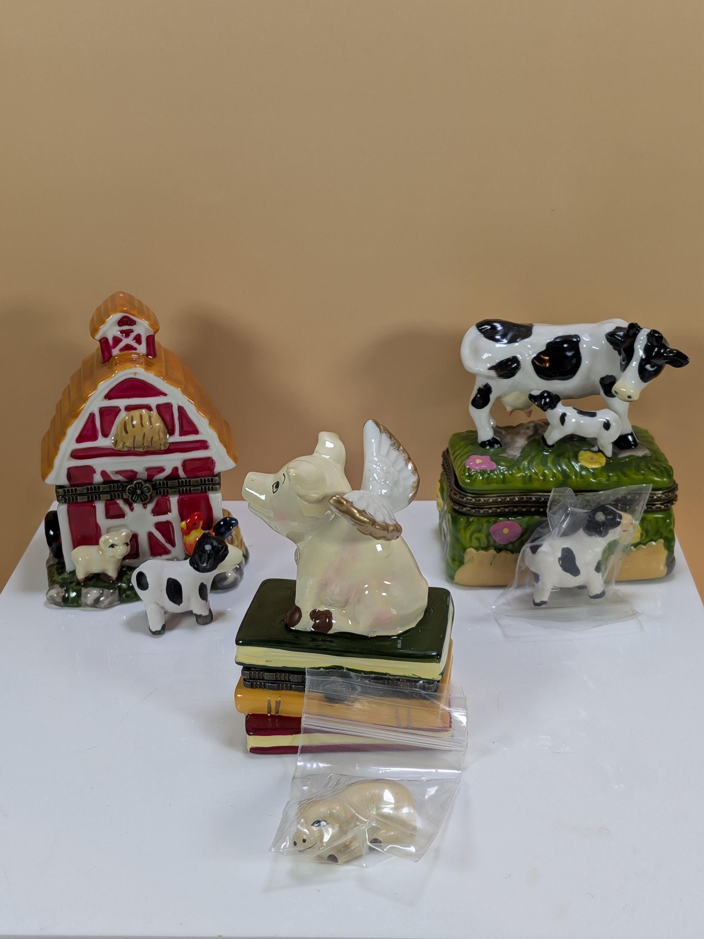 Vintage Direct Connection & Herco Fine Porcelain Hinged Trinket Box Collection - Rare Curated 9-Piece Barnyard Theme Set view 10