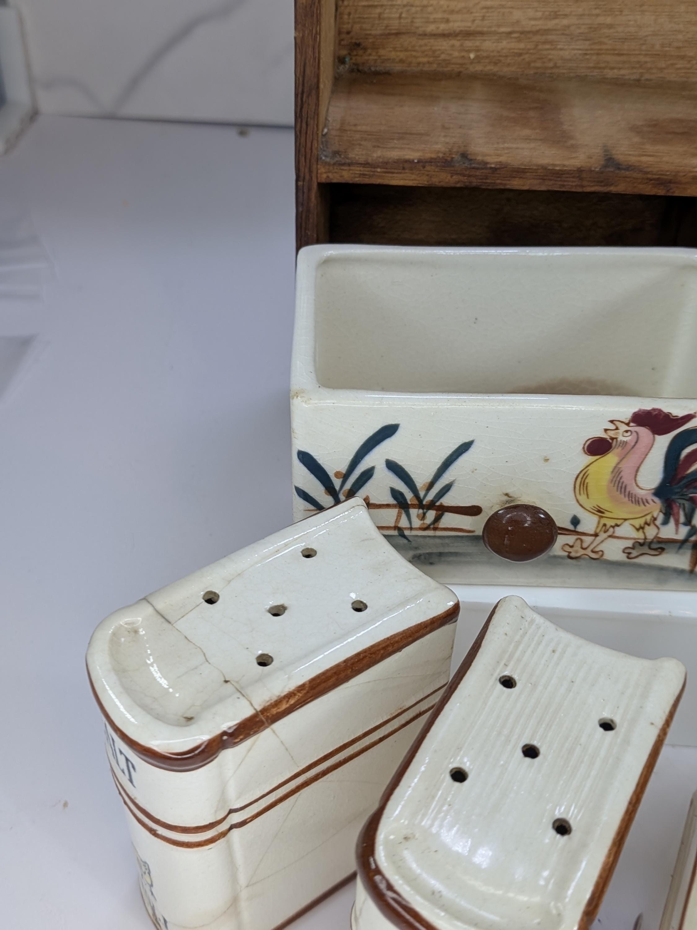 Vintage Mid Century Curated Kitchen Bundle - Fred Roberts Rooster Spice Rack - and Italian Hand Painted Ceramic Sun Moon Jello Molds view 16