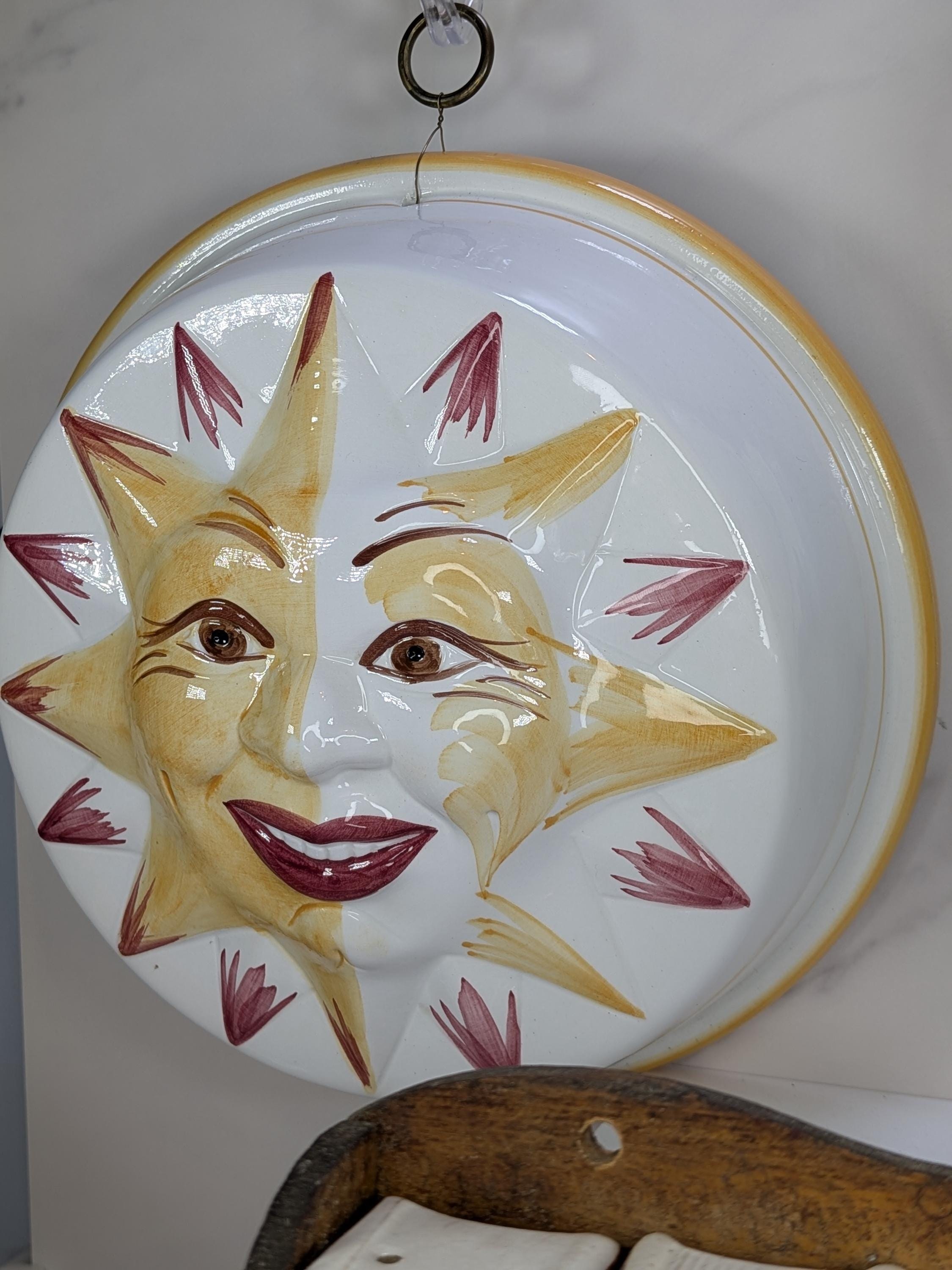 Vintage Mid Century Curated Kitchen Bundle - Fred Roberts Rooster Spice Rack - and Italian Hand Painted Ceramic Sun Moon Jello Molds view 6