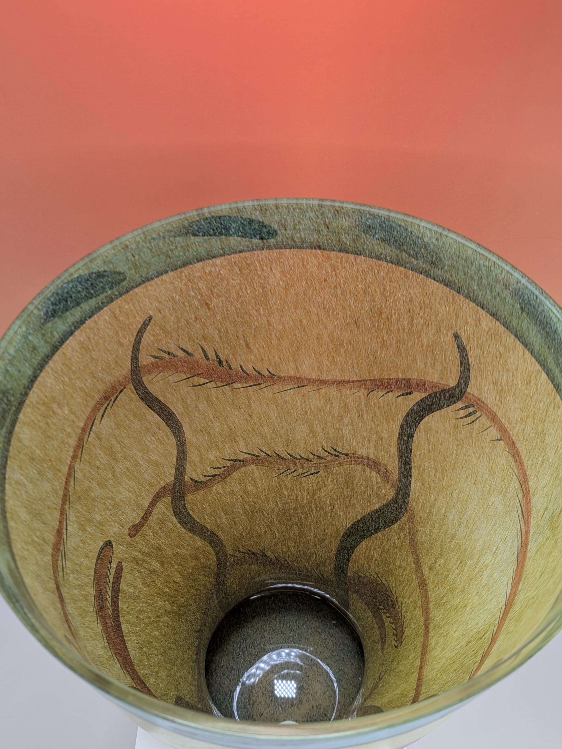 Kosta Boda Nevada Glass Vase Signed Ulrica Hydman Vallien 13" Swedish Art Glass Hand Painted Desert Serpent Vintage - Immaculate Condition view 9