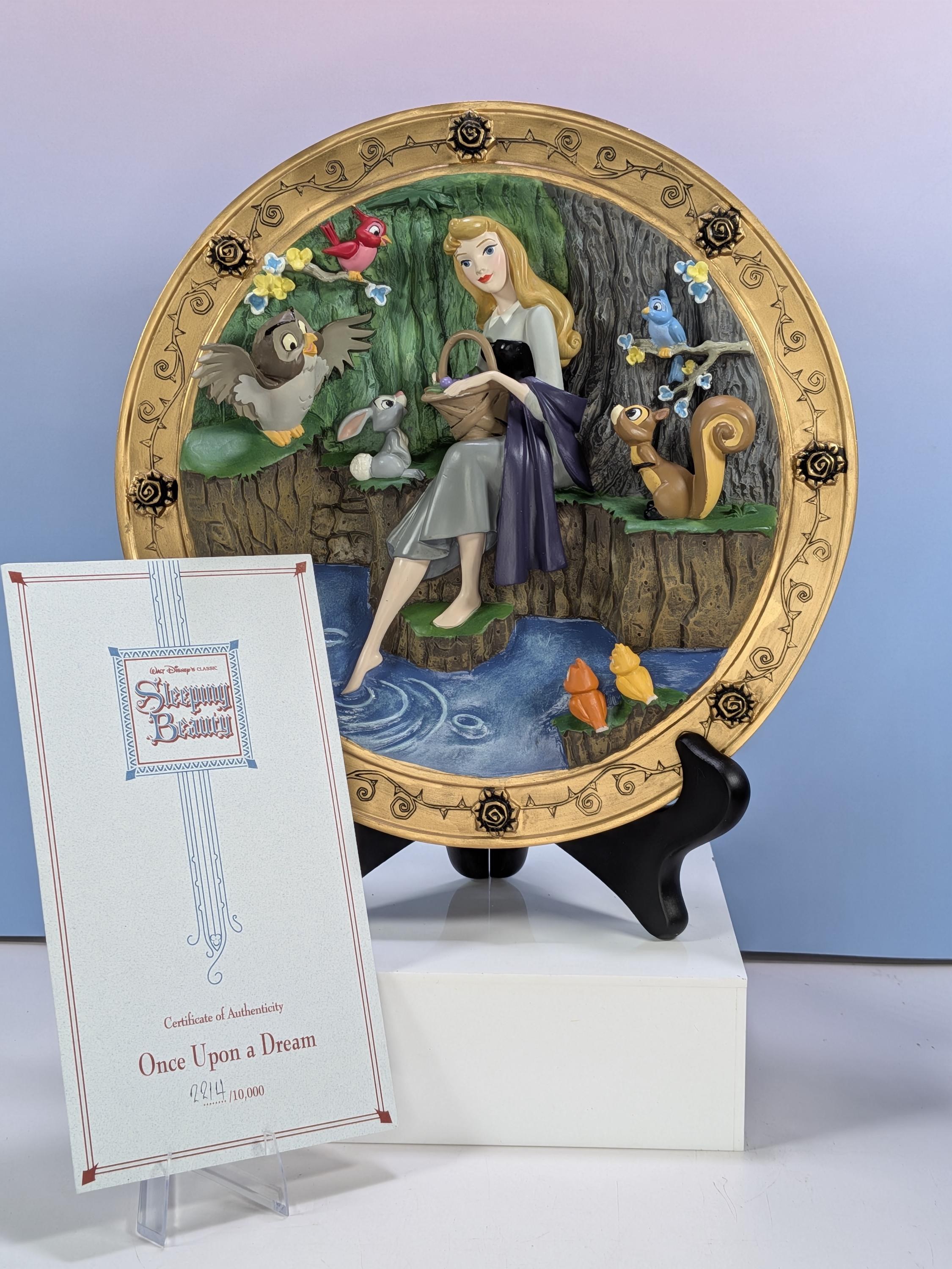 Complete Set of 4 Vintage Disney Store Sleeping Beauty 3D Sculptural Plates - Limited Edition - Mint in Box - with all 4 COAs view 19