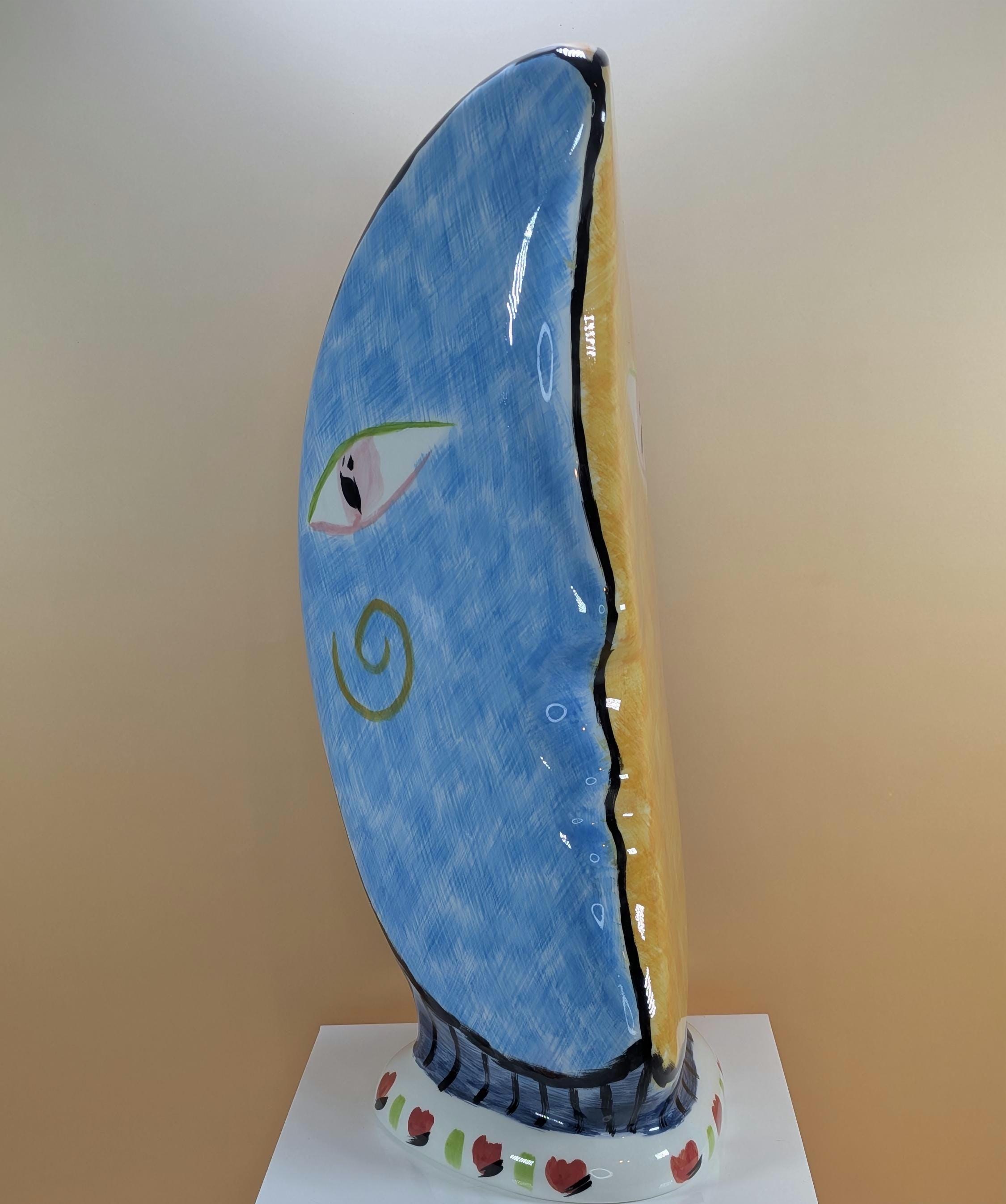 Vintage Bella Casa by Ganz Abstract Face Vase - 13” Nevada Series - Cubist Ceramic Profile