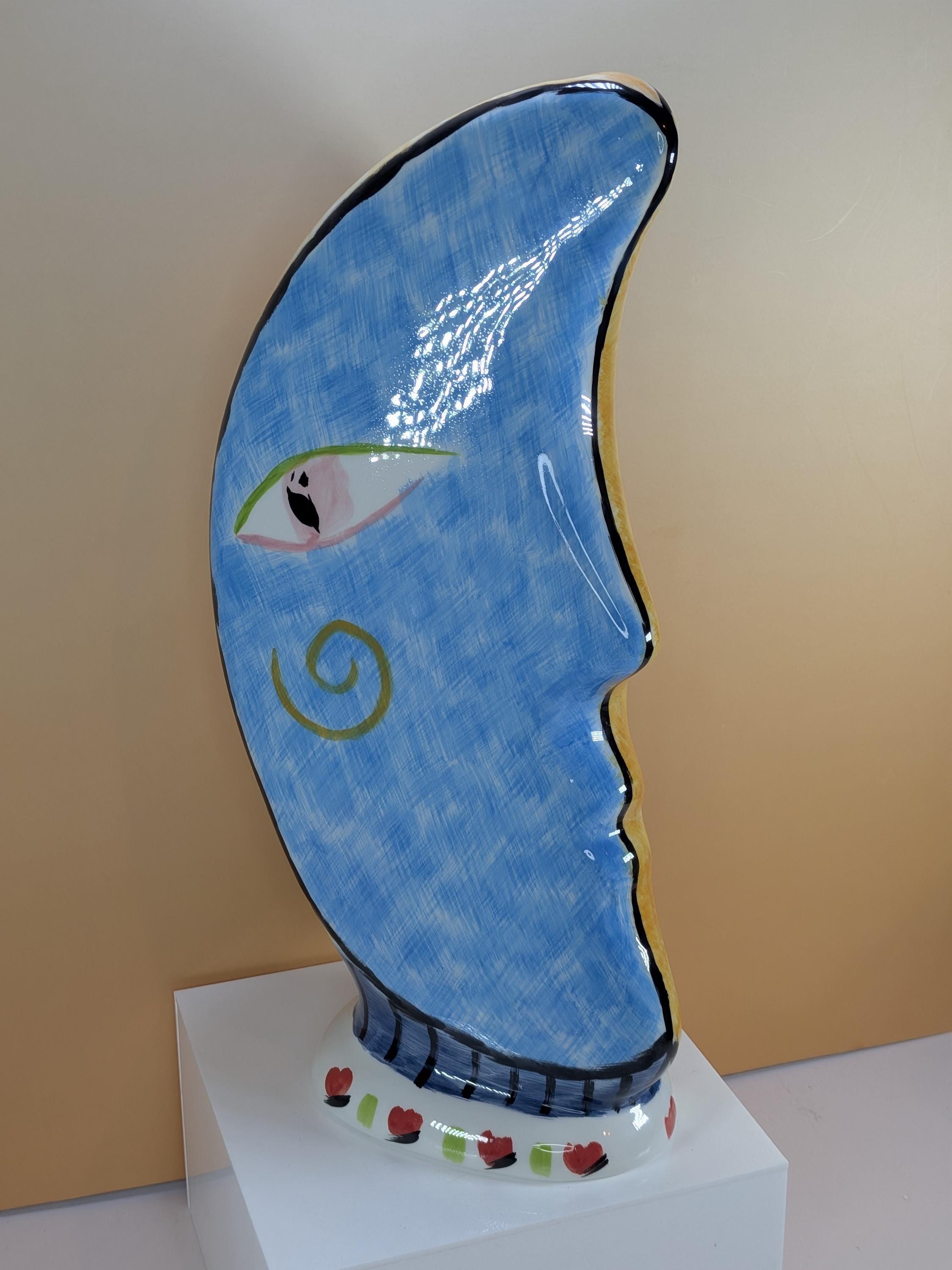 Vintage Bella Casa by Ganz Abstract Face Vase - 13” Nevada Series - Cubist Ceramic Profile view 12