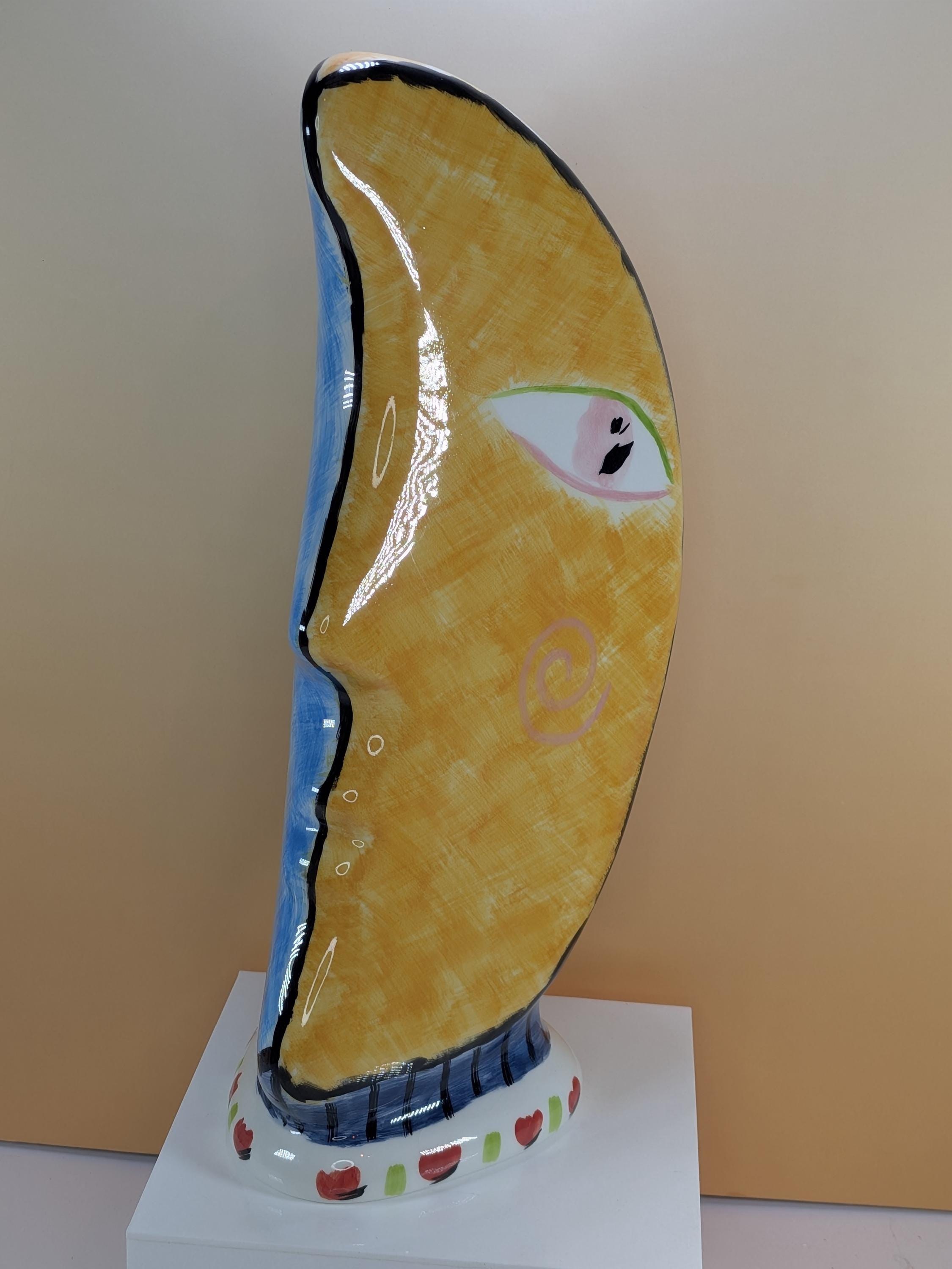 Vintage Bella Casa by Ganz Abstract Face Vase - 13” Nevada Series - Cubist Ceramic Profile view 16