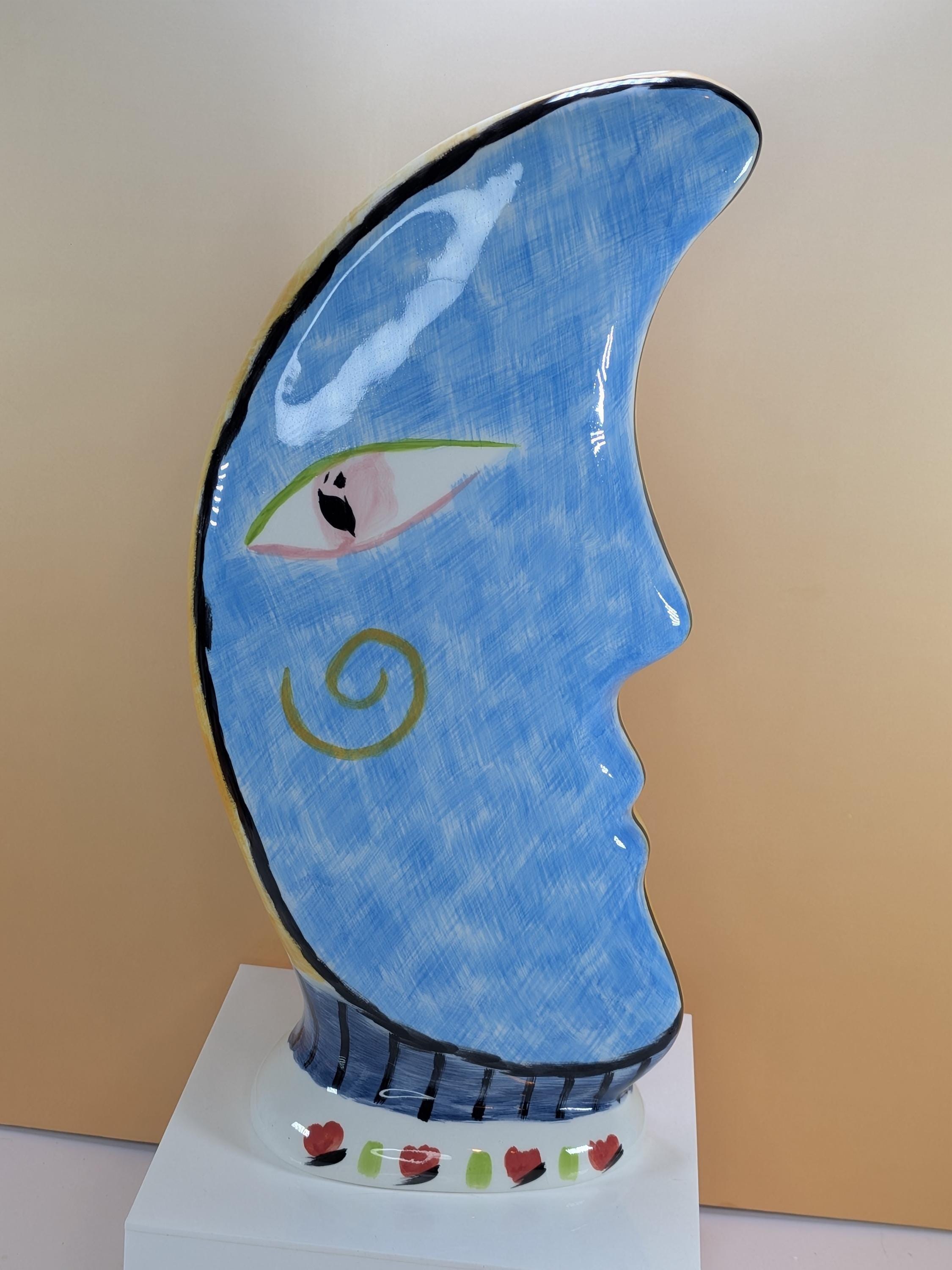 Vintage Bella Casa by Ganz Abstract Face Vase - 13” Nevada Series - Cubist Ceramic Profile view 4