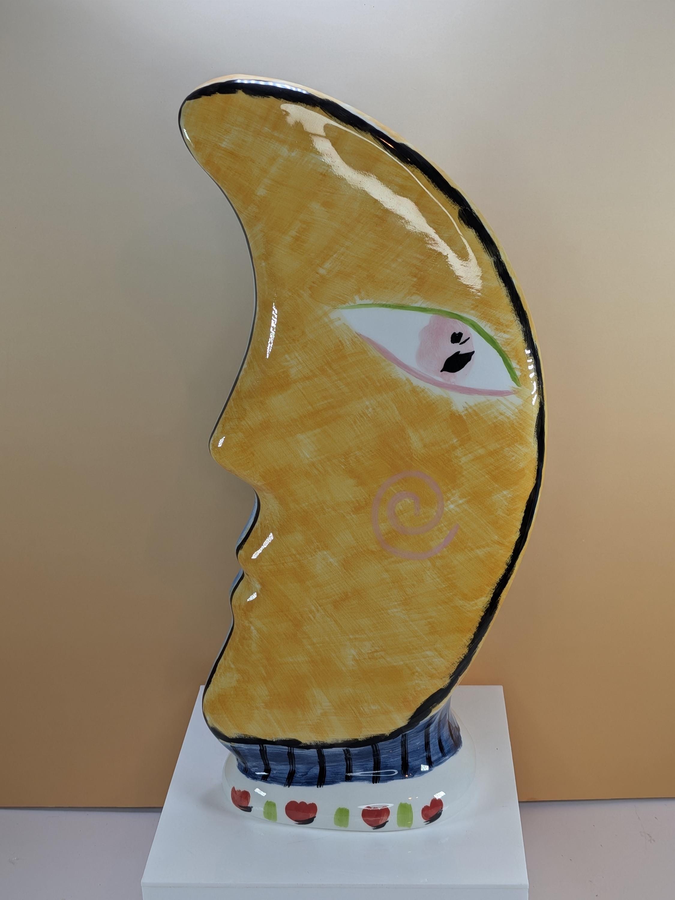 Vintage Bella Casa by Ganz Abstract Face Vase - 13” Nevada Series - Cubist Ceramic Profile view 5