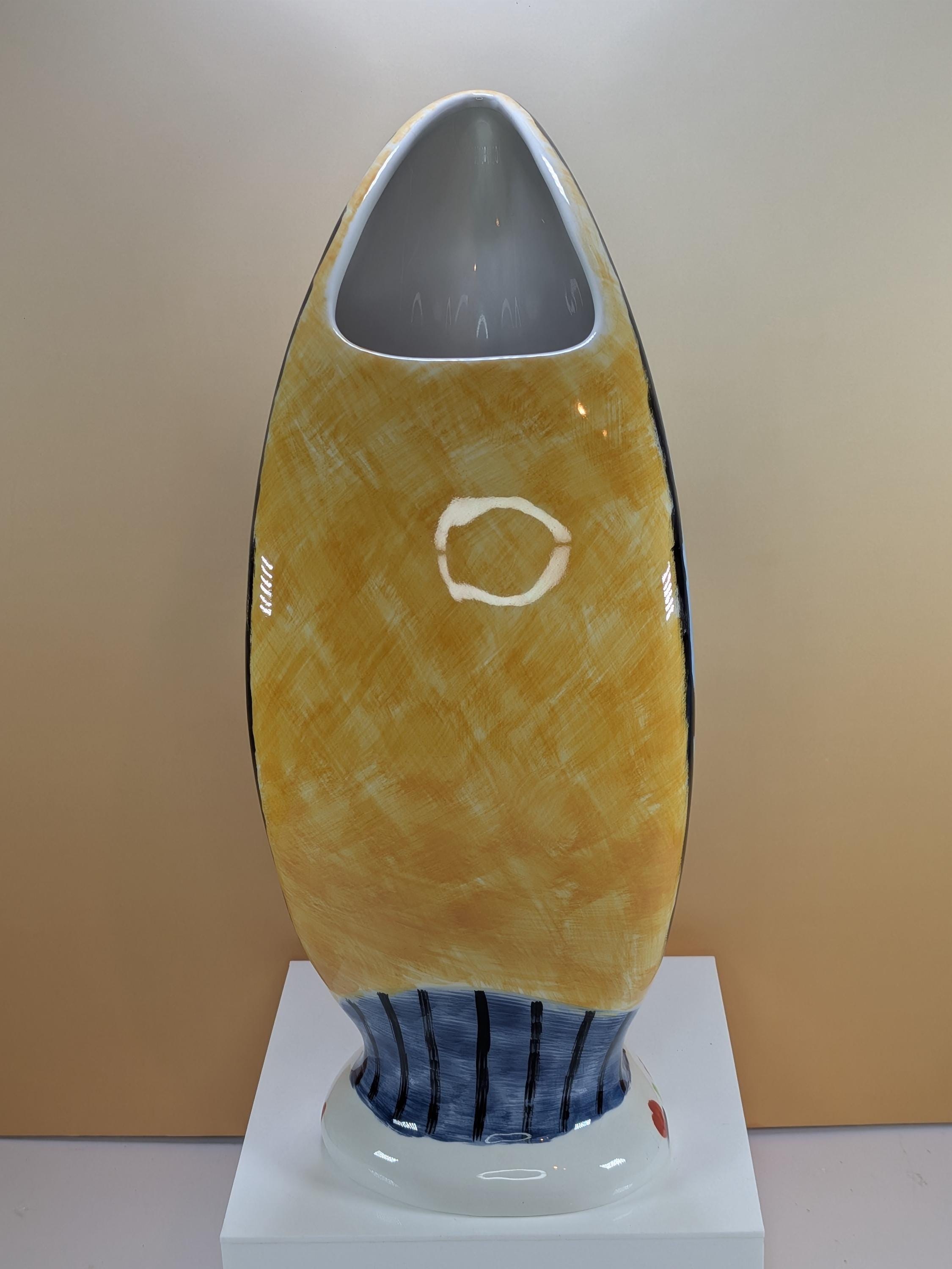 Vintage Bella Casa by Ganz Abstract Face Vase - 13” Nevada Series - Cubist Ceramic Profile view 6