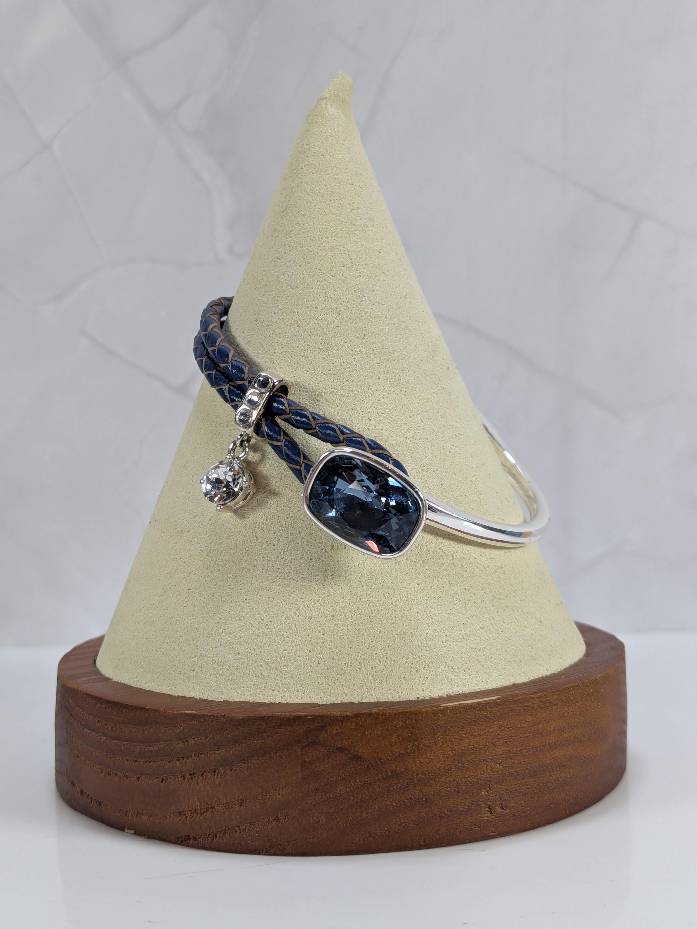 UNOde50 Denim Blue Swarovski Crystal Bangle Bracelet - PUL2071 Spain - Small Wrist Size