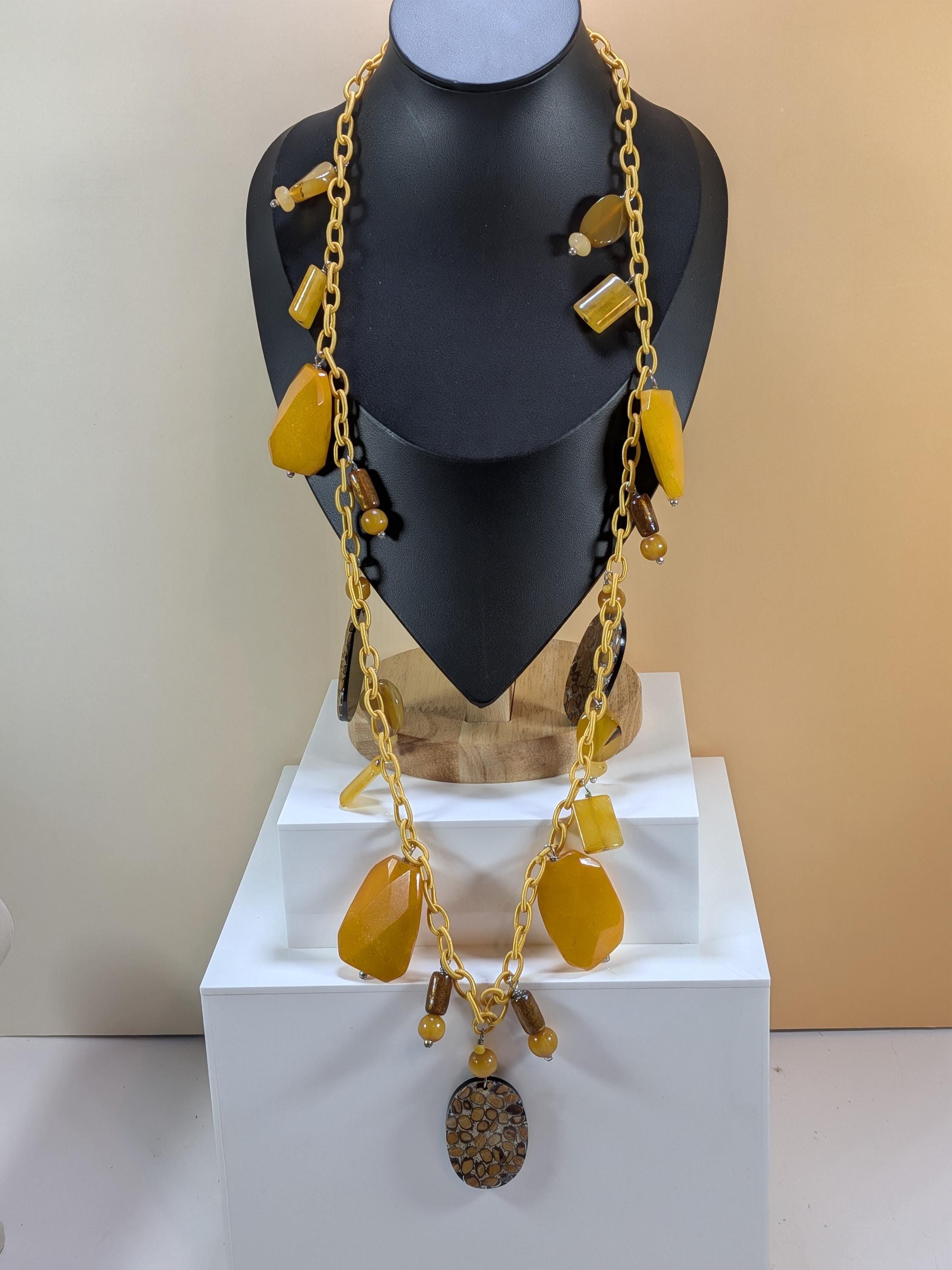 Amy Kahn Russell - Wearable Art Necklace - Yellow Opal