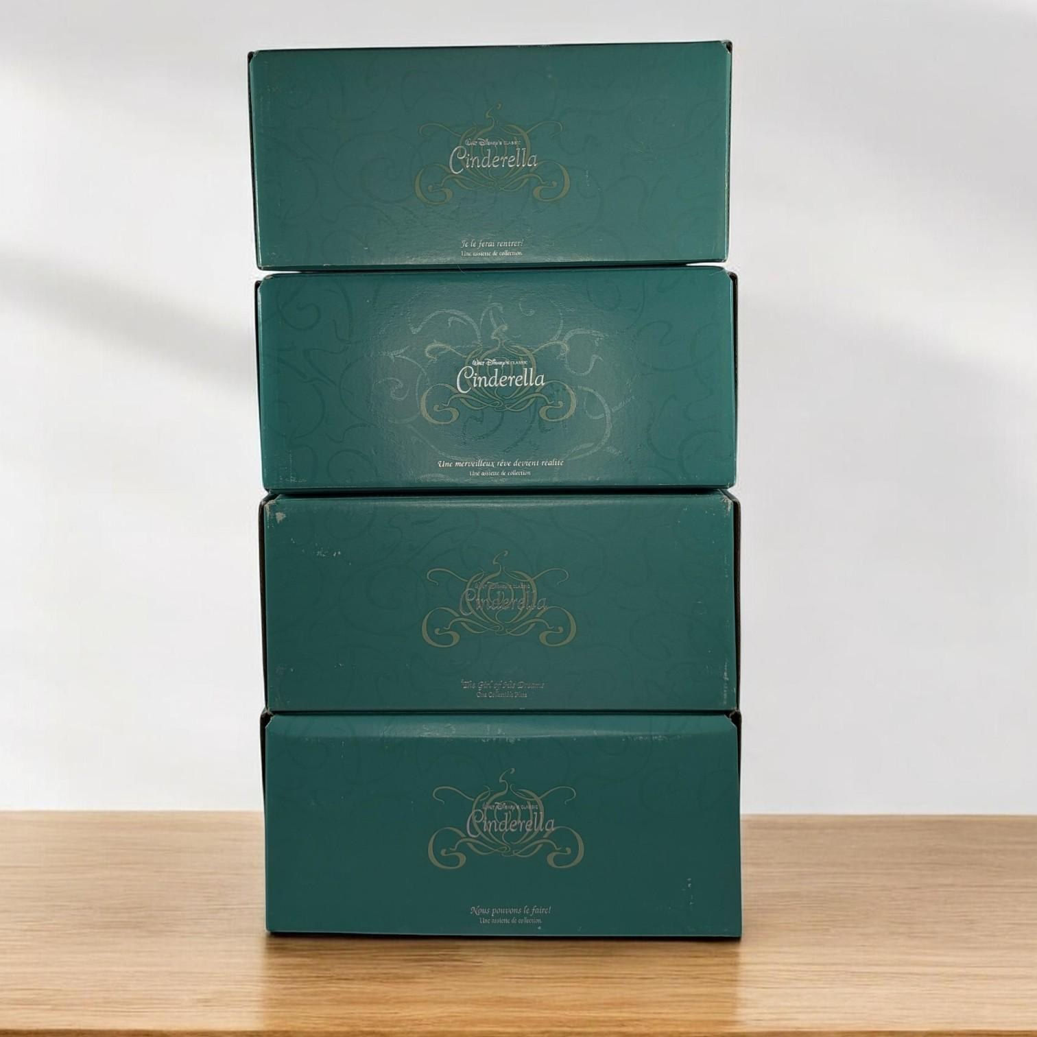 Complete Set of 4 Rare Vintage 90s Disney Store Cinderella 3D Sculptural Plates - Limited Edition - Like New - Original Boxes & COAs view 3
