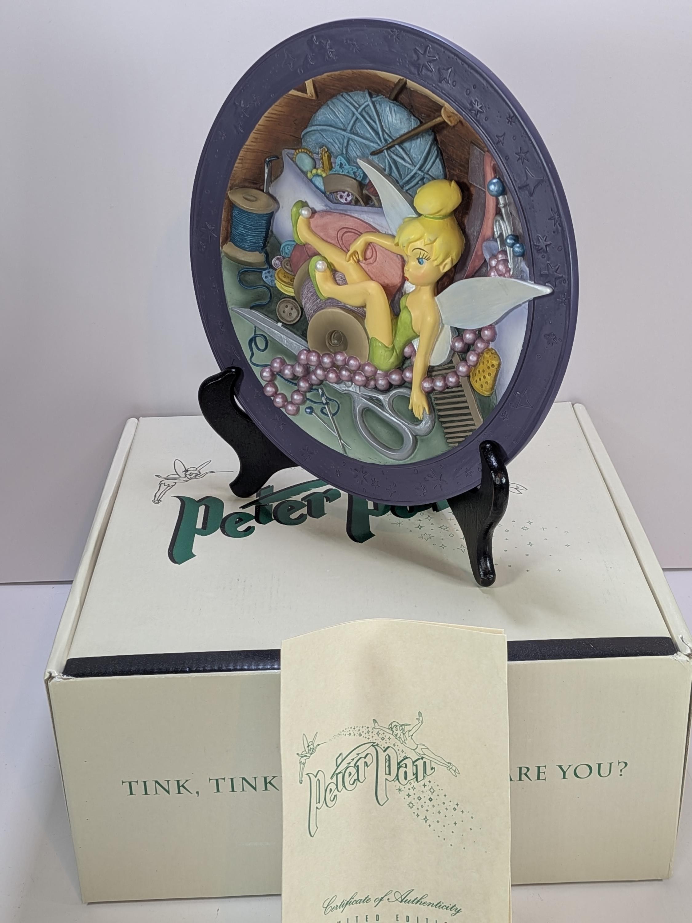 Complete Set of 4 Rare Vintage Disney Store Peter Pan 3D Sculptural Plates Limited Edition - Like New with Original Boxes & COA view 4