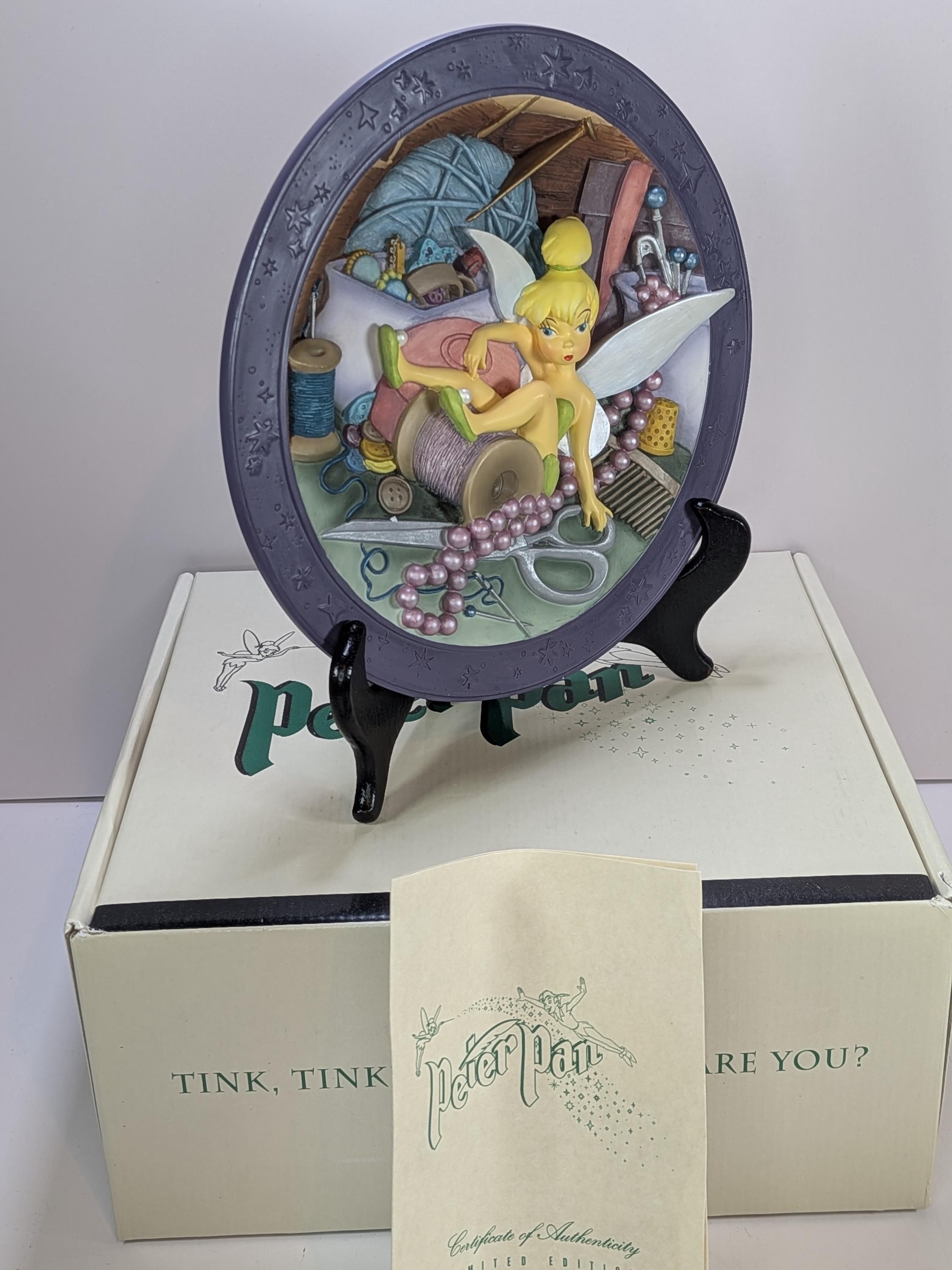 Complete Set of 4 Rare Vintage Disney Store Peter Pan 3D Sculptural Plates Limited Edition - Like New with Original Boxes & COA view 5