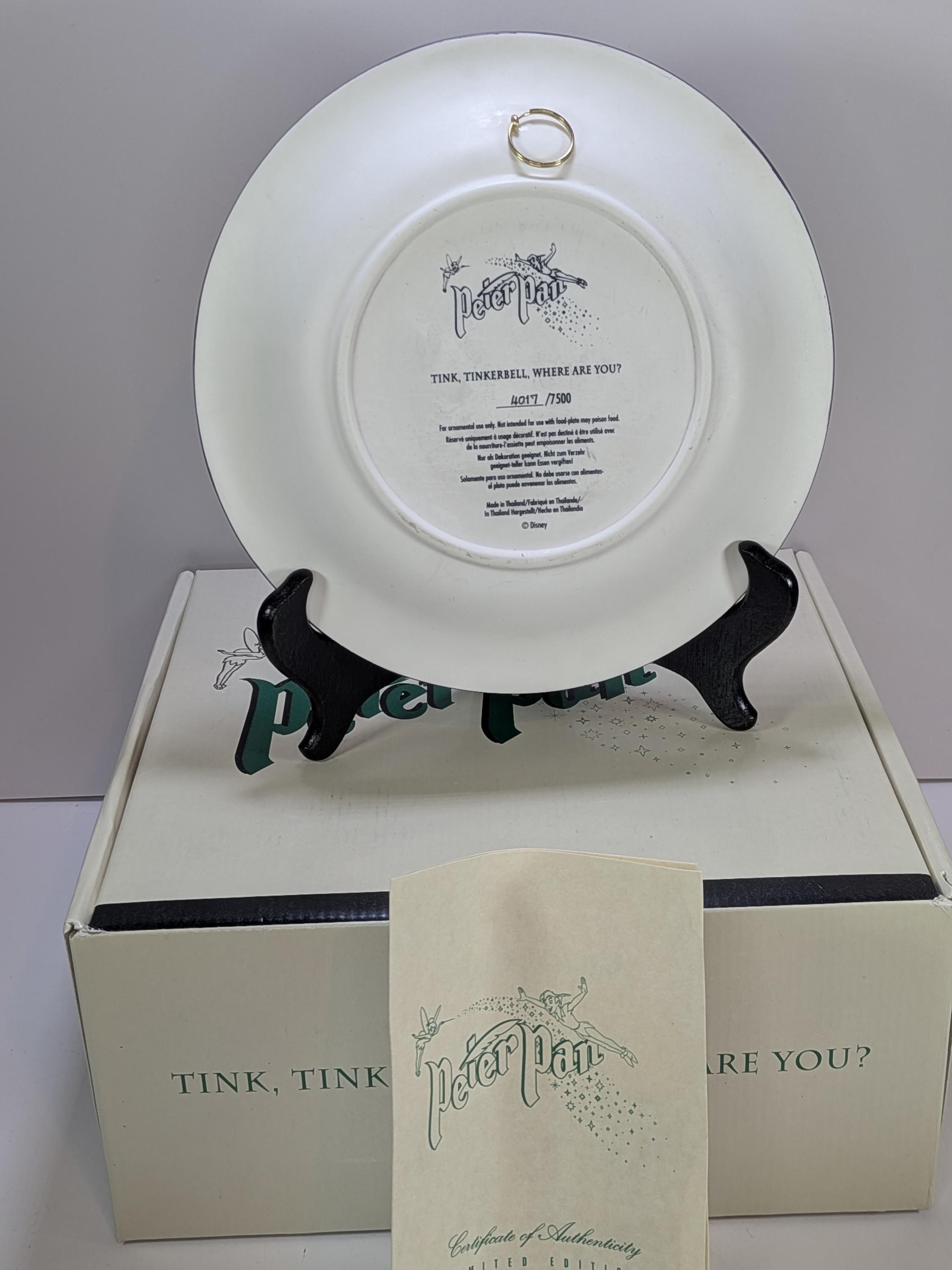 Complete Set of 4 Rare Vintage Disney Store Peter Pan 3D Sculptural Plates Limited Edition - Like New with Original Boxes & COA view 6