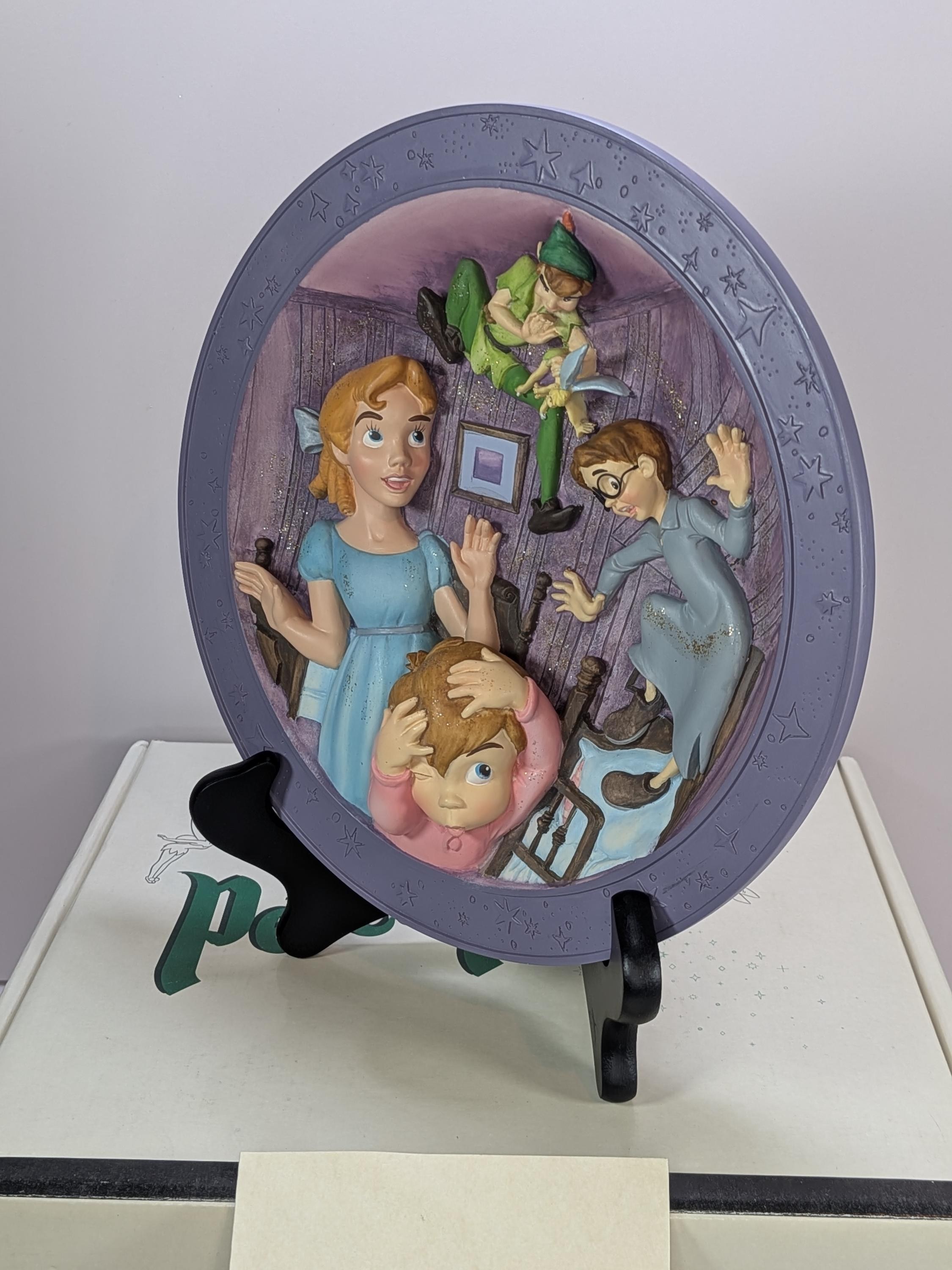 Complete Set of 4 Rare Vintage Disney Store Peter Pan 3D Sculptural Plates Limited Edition - Like New with Original Boxes & COA view 9