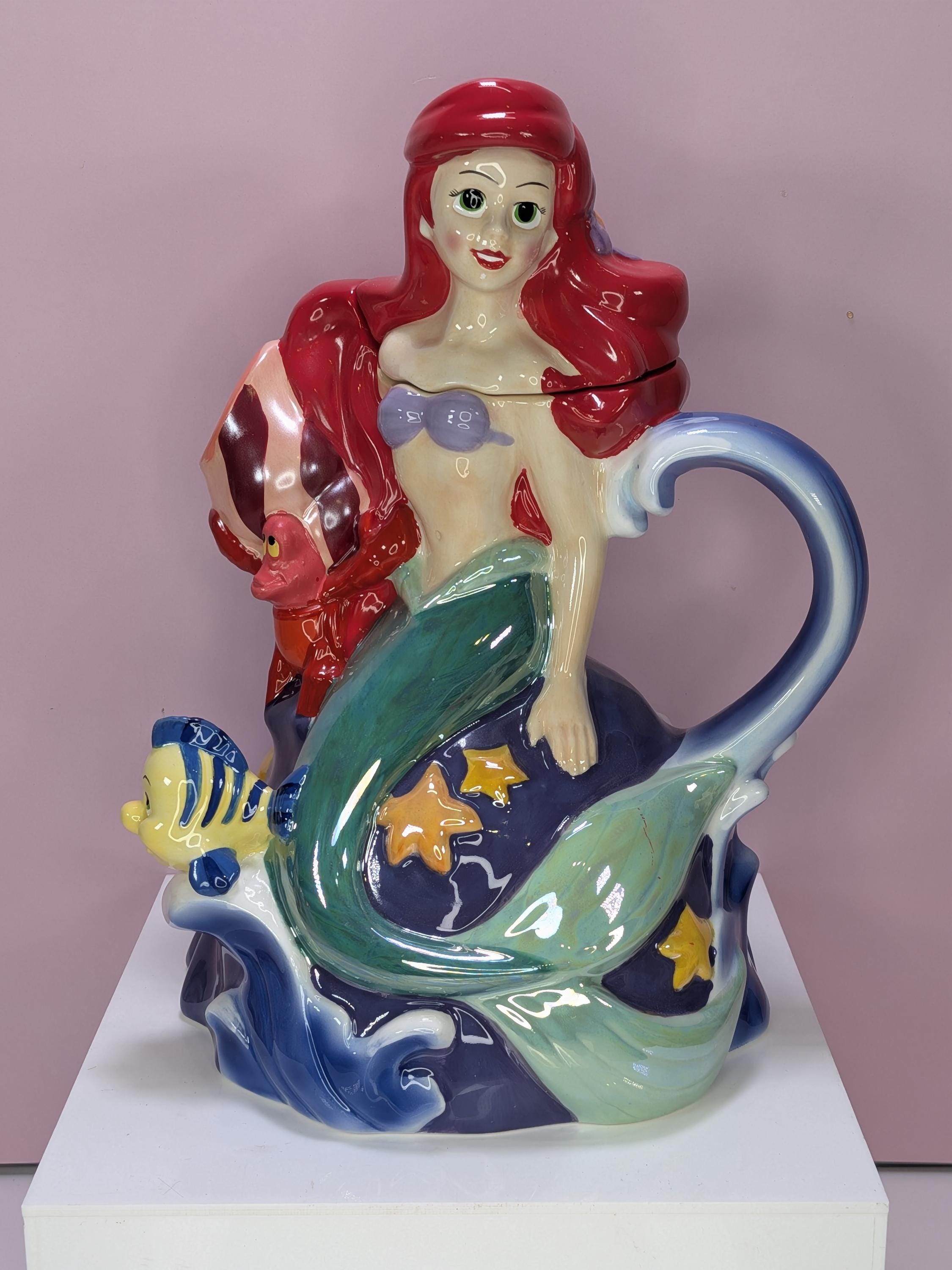Vintage Disney Princess The Little Mermaid Ceramic Teapot by Kreisler view 2