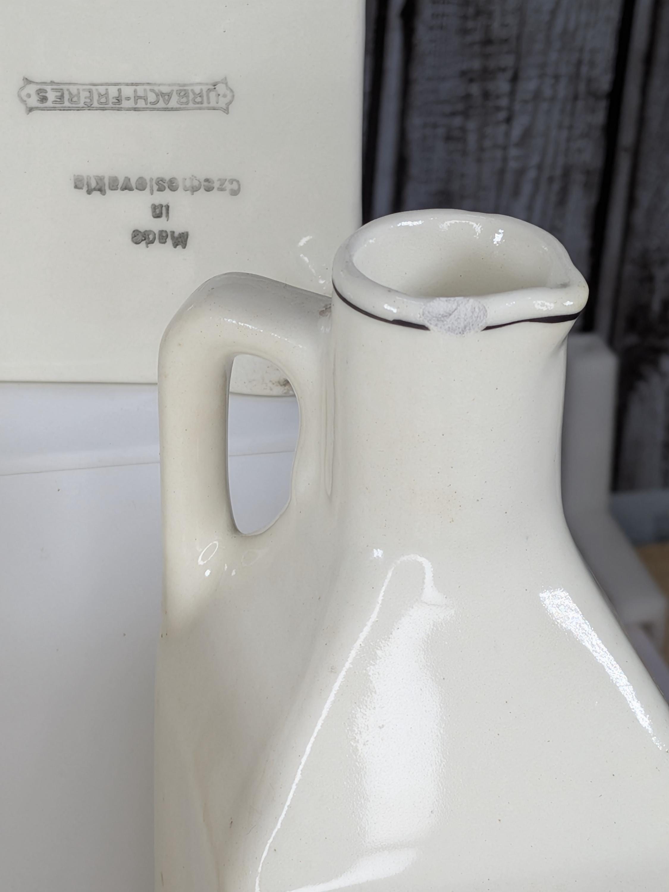 Antique Porcelain Kitchen Canister Set Vintage Czech Art Nouveau 15pc Large Ceramic Spice Jars White Floral Rose Rare Complete Collection view 7