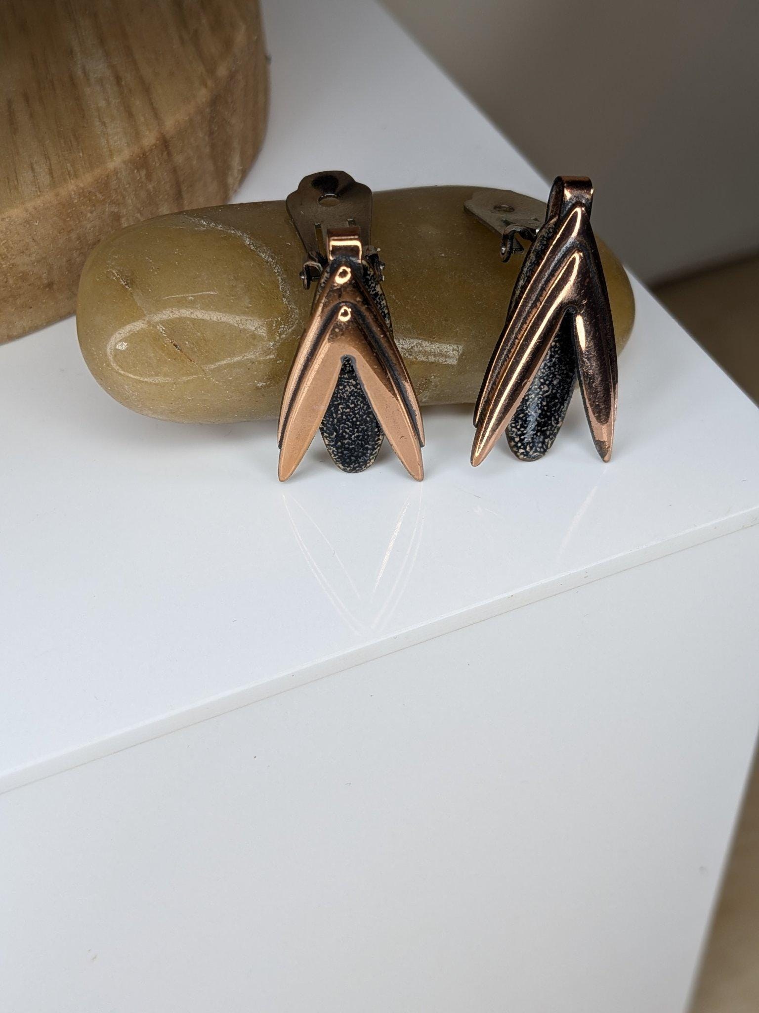 Vintage Matisse black speckle enamel fringe necklace, bracelet and earrings, copper, 1950s view 10