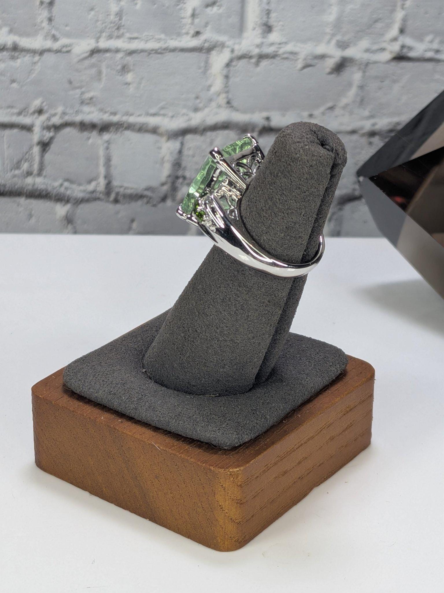 JTV Estate Green Amethyst Cocktail Ring Sterling Silver Rhodium Plated Chrome Diopside Statement Never Worn view 11