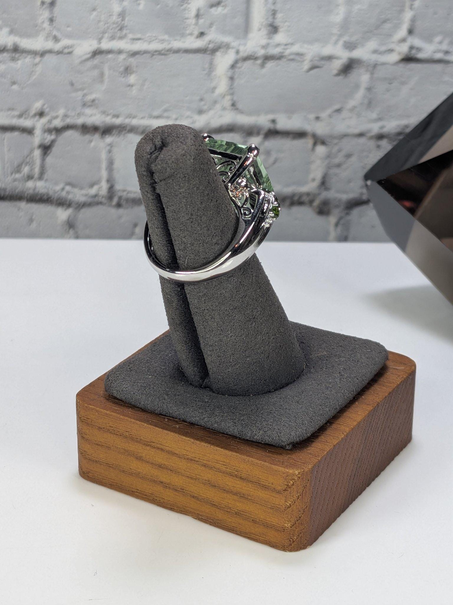 JTV Estate Green Amethyst Cocktail Ring Sterling Silver Rhodium Plated Chrome Diopside Statement Never Worn view 10