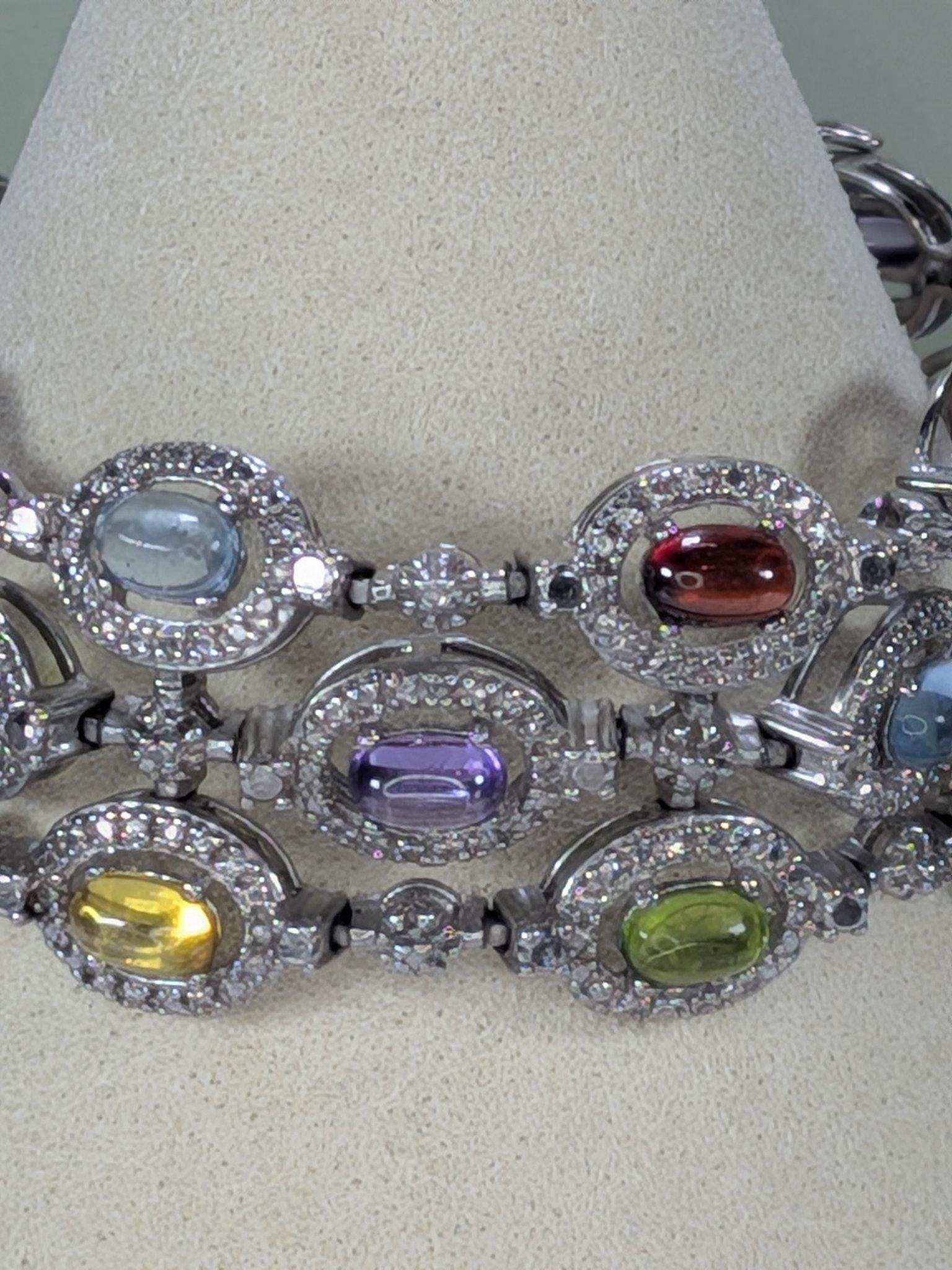 Vintage Estate Ross-Simons Sterling Silver Multi Gemstone Rainbow Bracelet view 7
