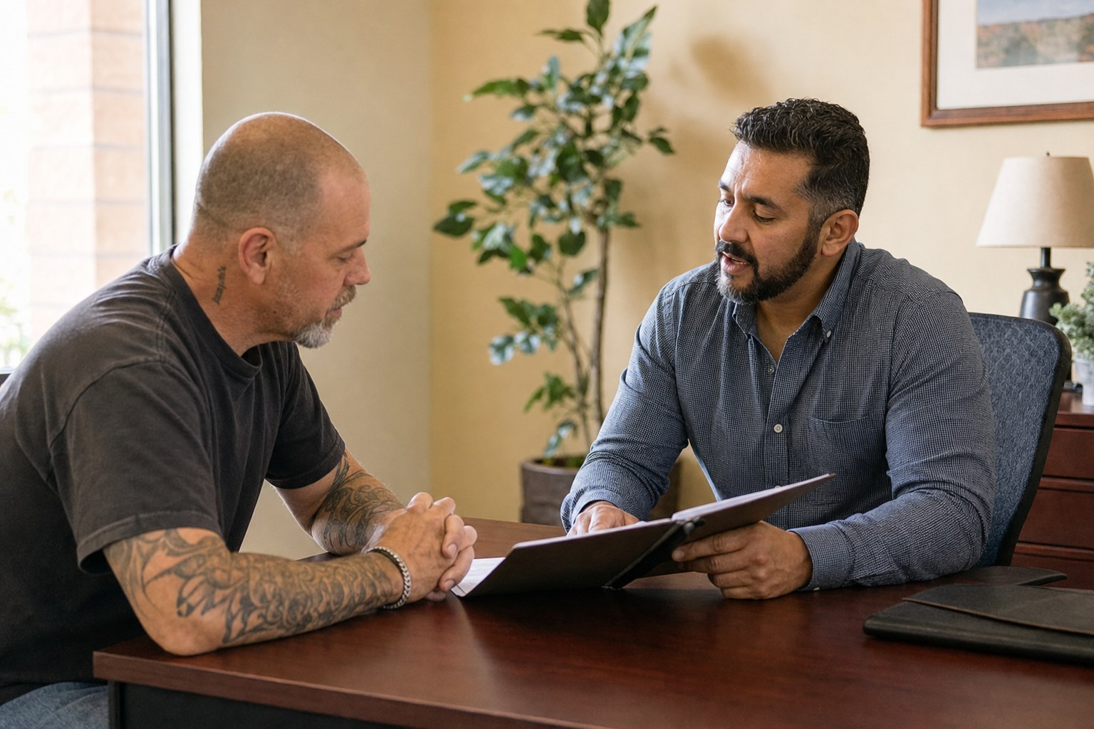 Veteran meeting with a benefits counselor
