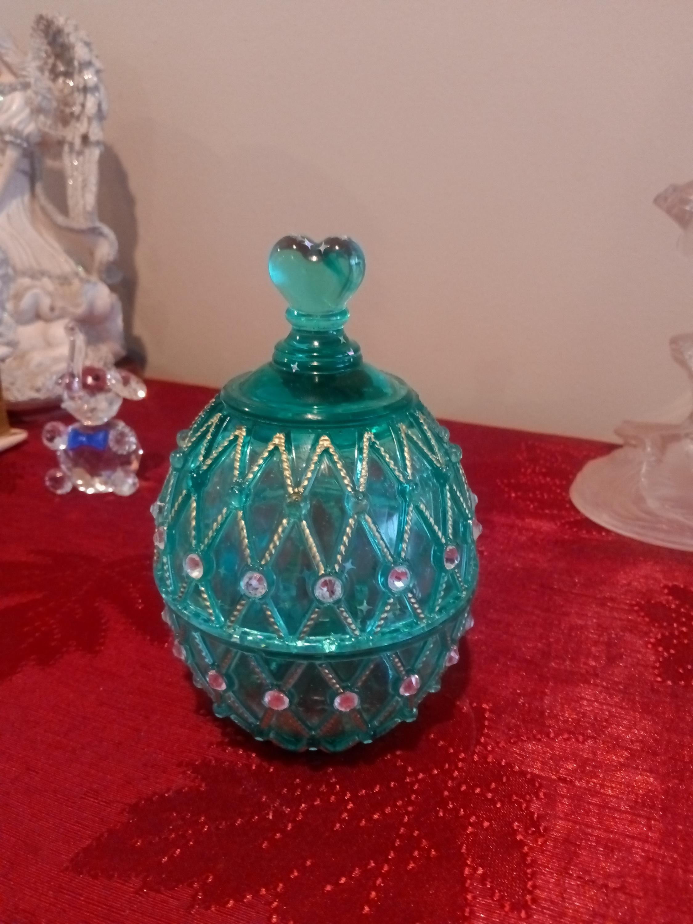 Handmade Resin Faberge Egg Jar, Decorative Jewelry Storage with Lid, view 2