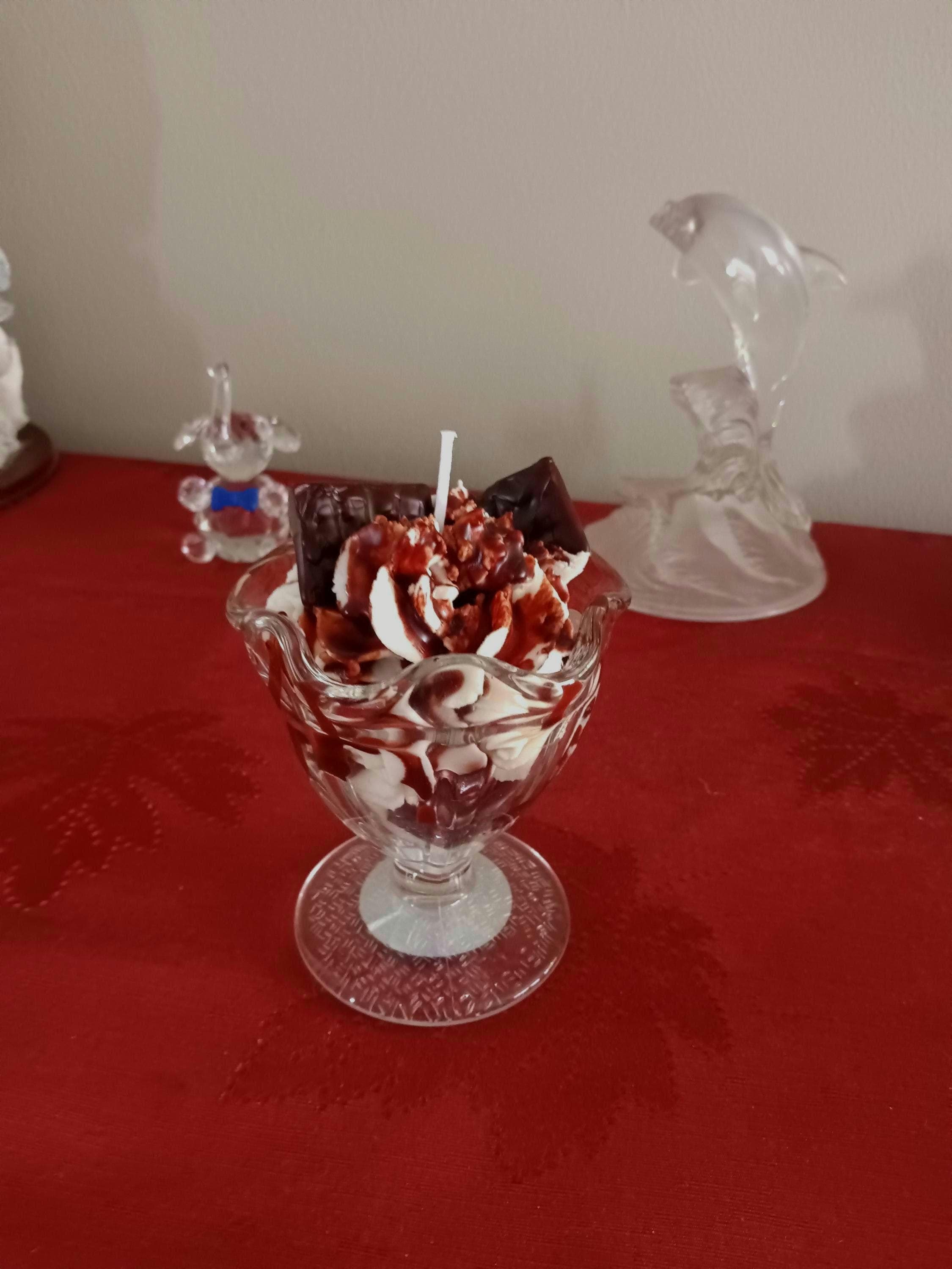 Hot fudge sundae candle