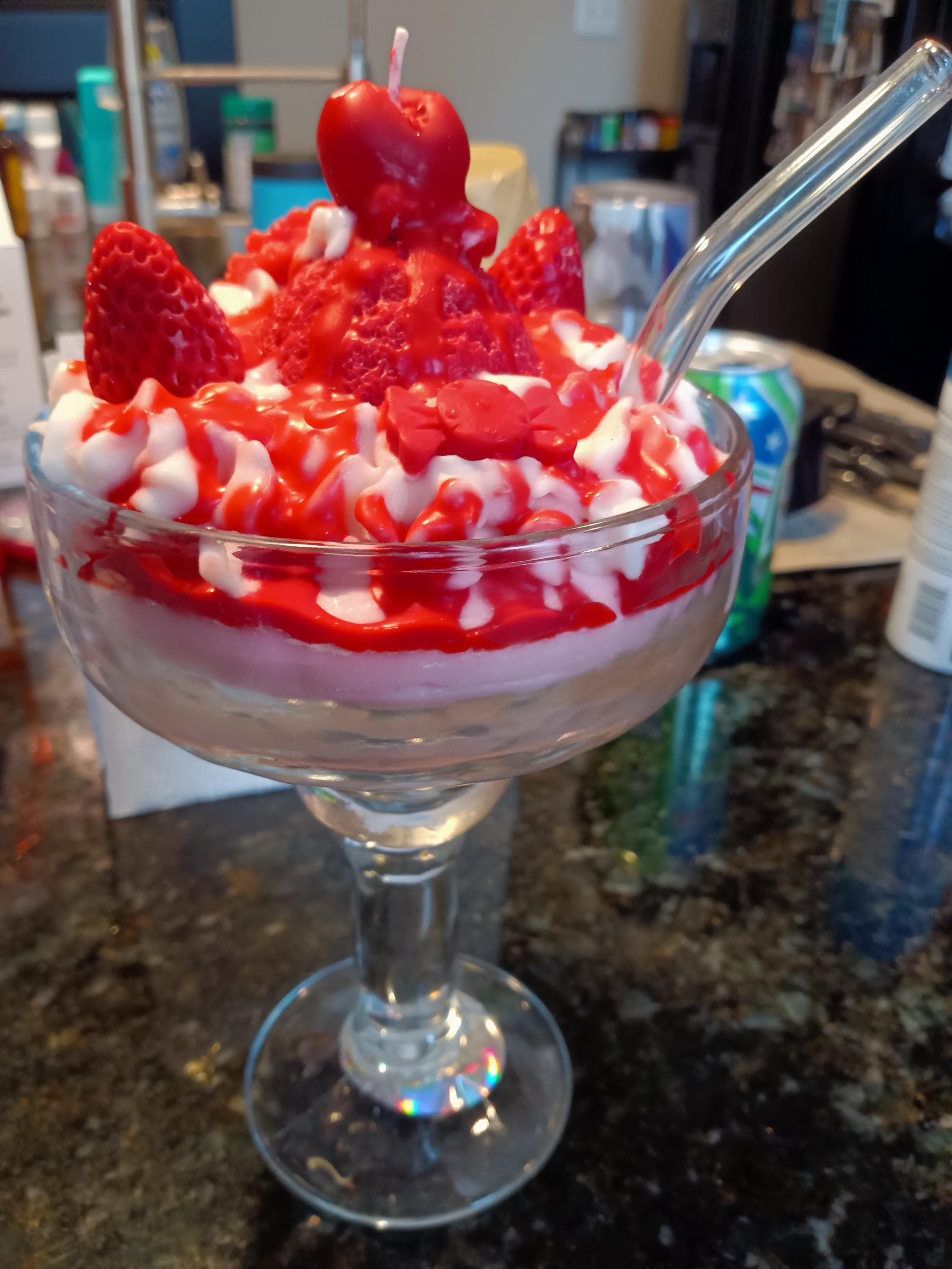 Large ice cream sundae candle