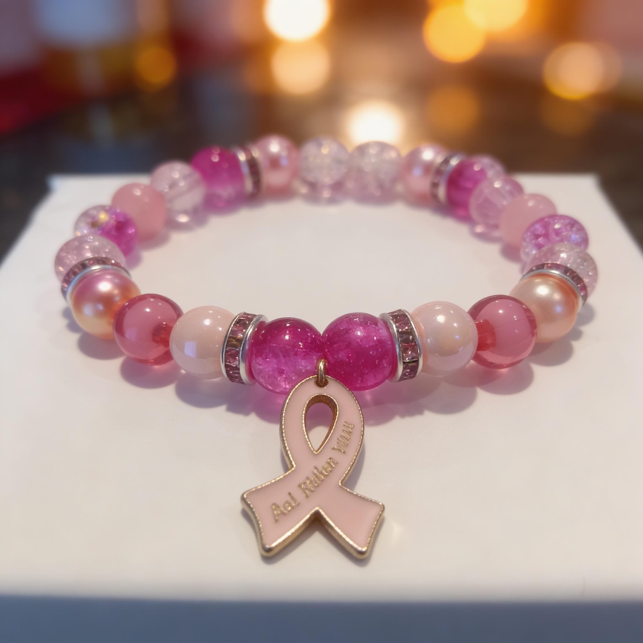 Breast Cancer Awareness Beaded Bracelet, view 2
