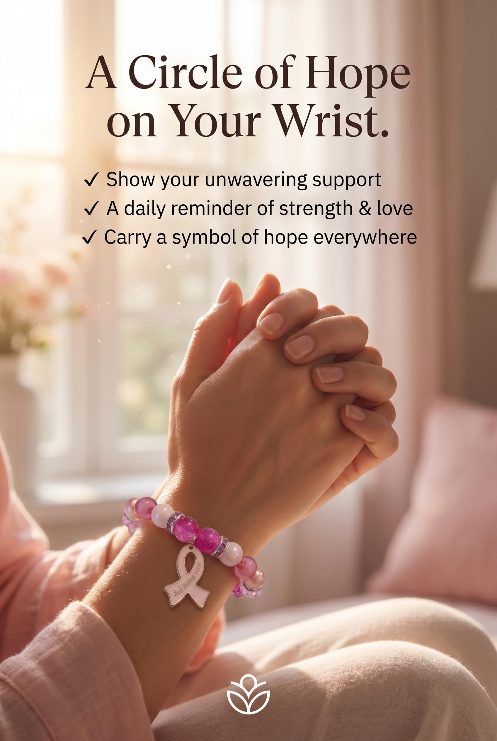 Breast Cancer Awareness Beaded Bracelet, view 3