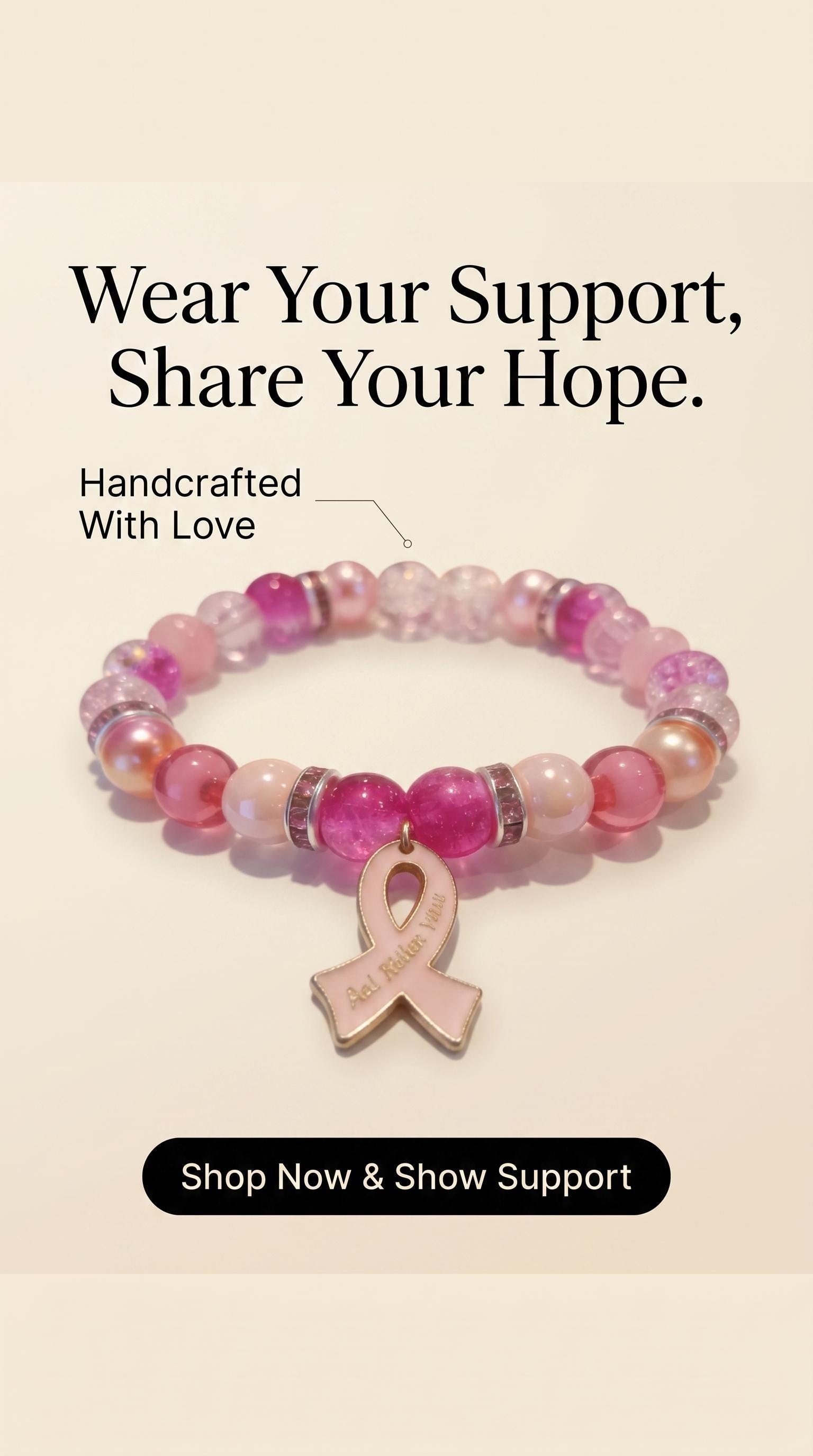 Breast Cancer Awareness Beaded Bracelet